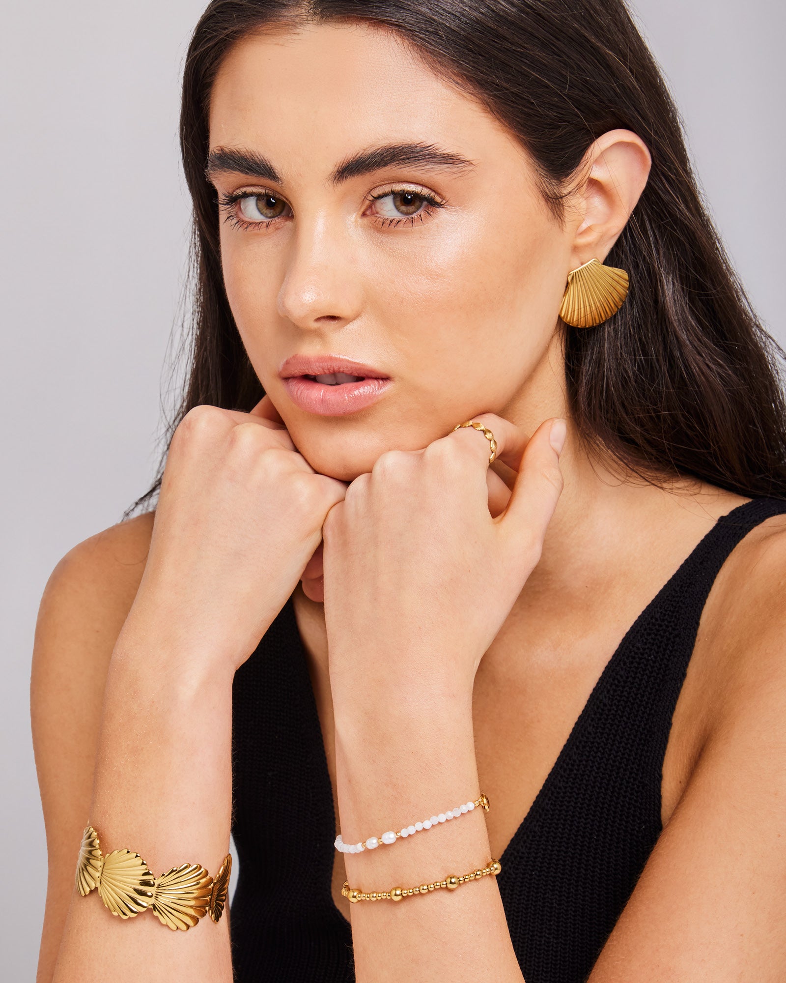 Solara Textured Shell Stud Earrings | Zoe Olivia Jewellery Australia