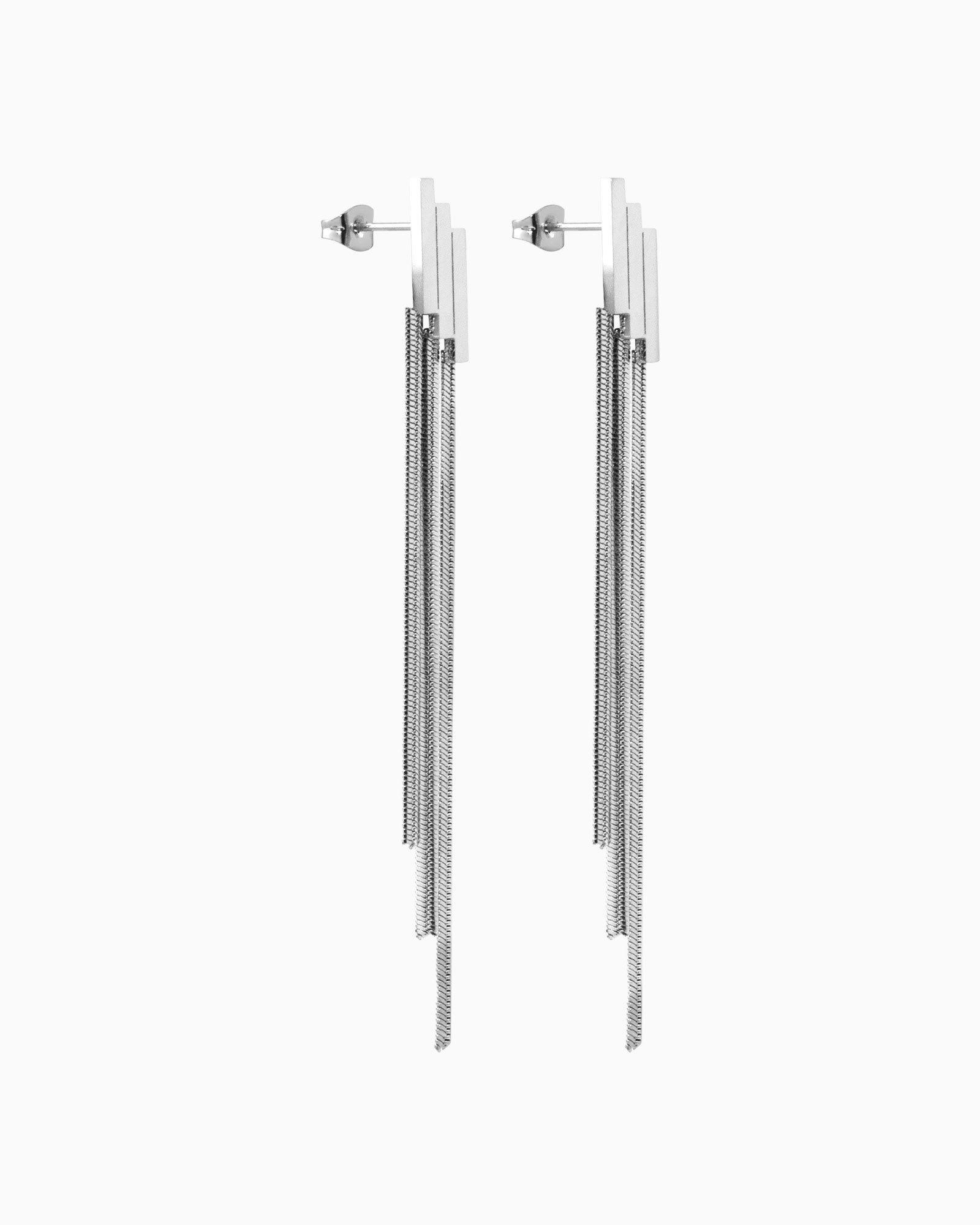 Aurelia Tiered Strand Stud Earrings in Silver | Zoe Olivia Jewellery Australia