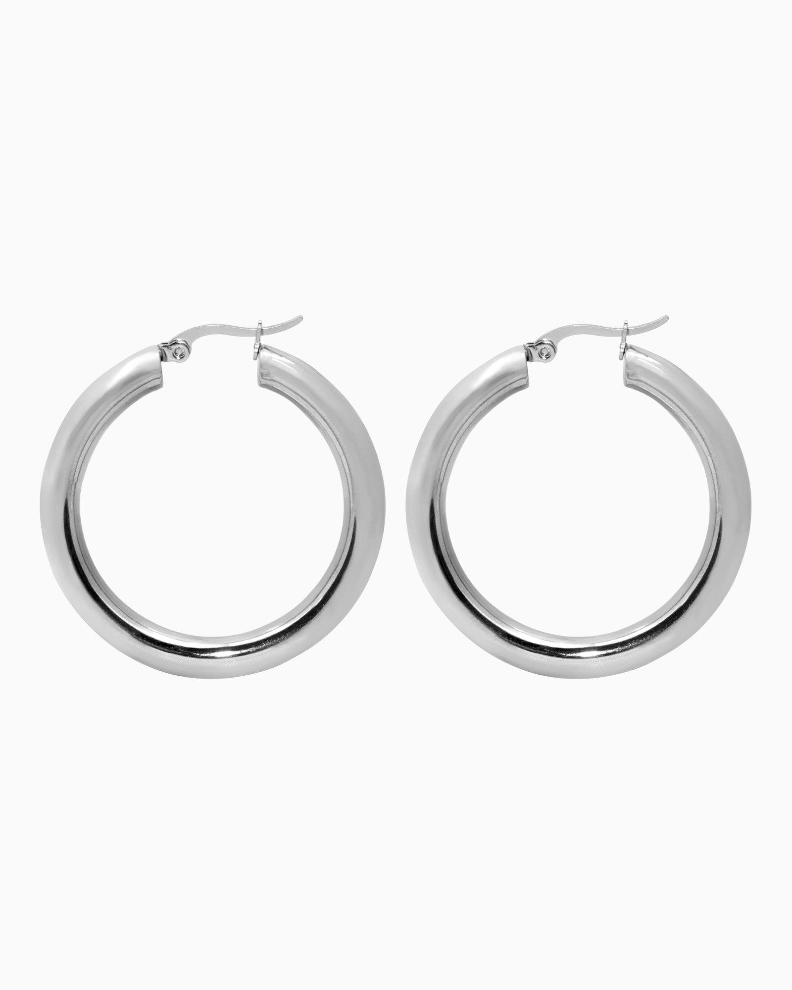 Aurelia Classic Round Hoops in Silver 41mm | Zoe Olivia Jewellery Australia