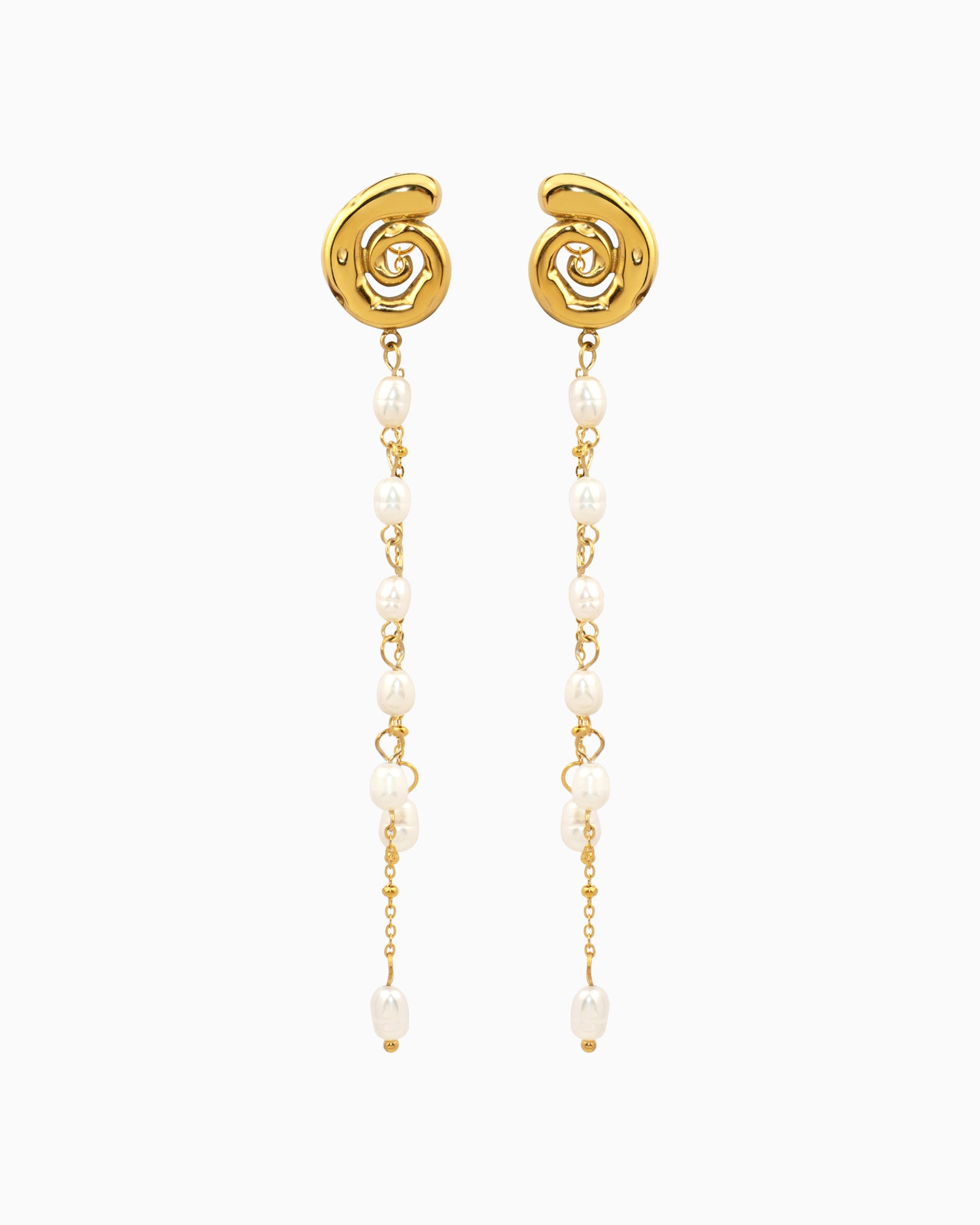 Solara Spiral Tiered Pearl Drop Stud Earrings | Zoe Olivia Jewellery Australia