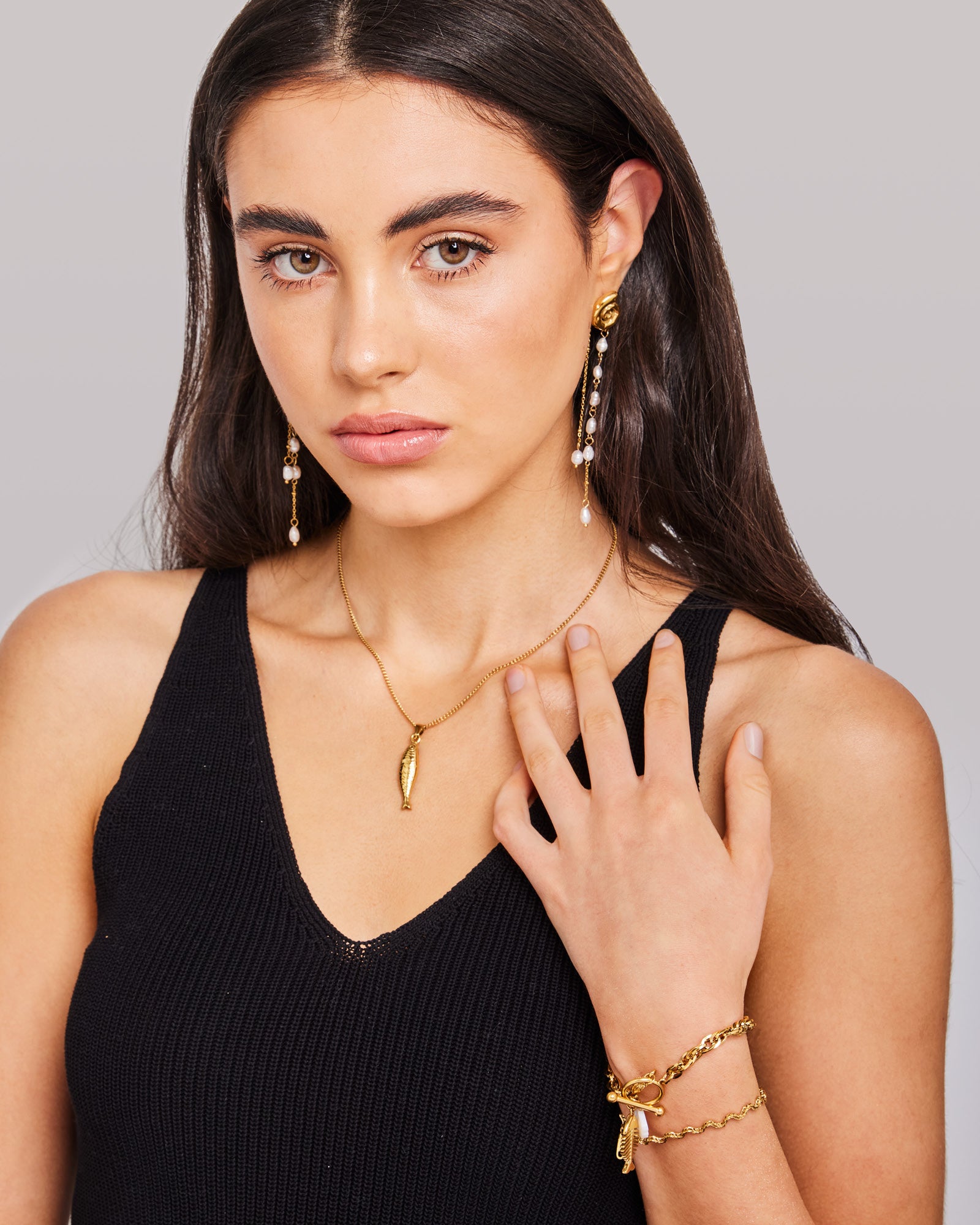 Solara Spiral Tiered Pearl Drop Stud Earrings | Zoe Olivia Jewellery Australia
