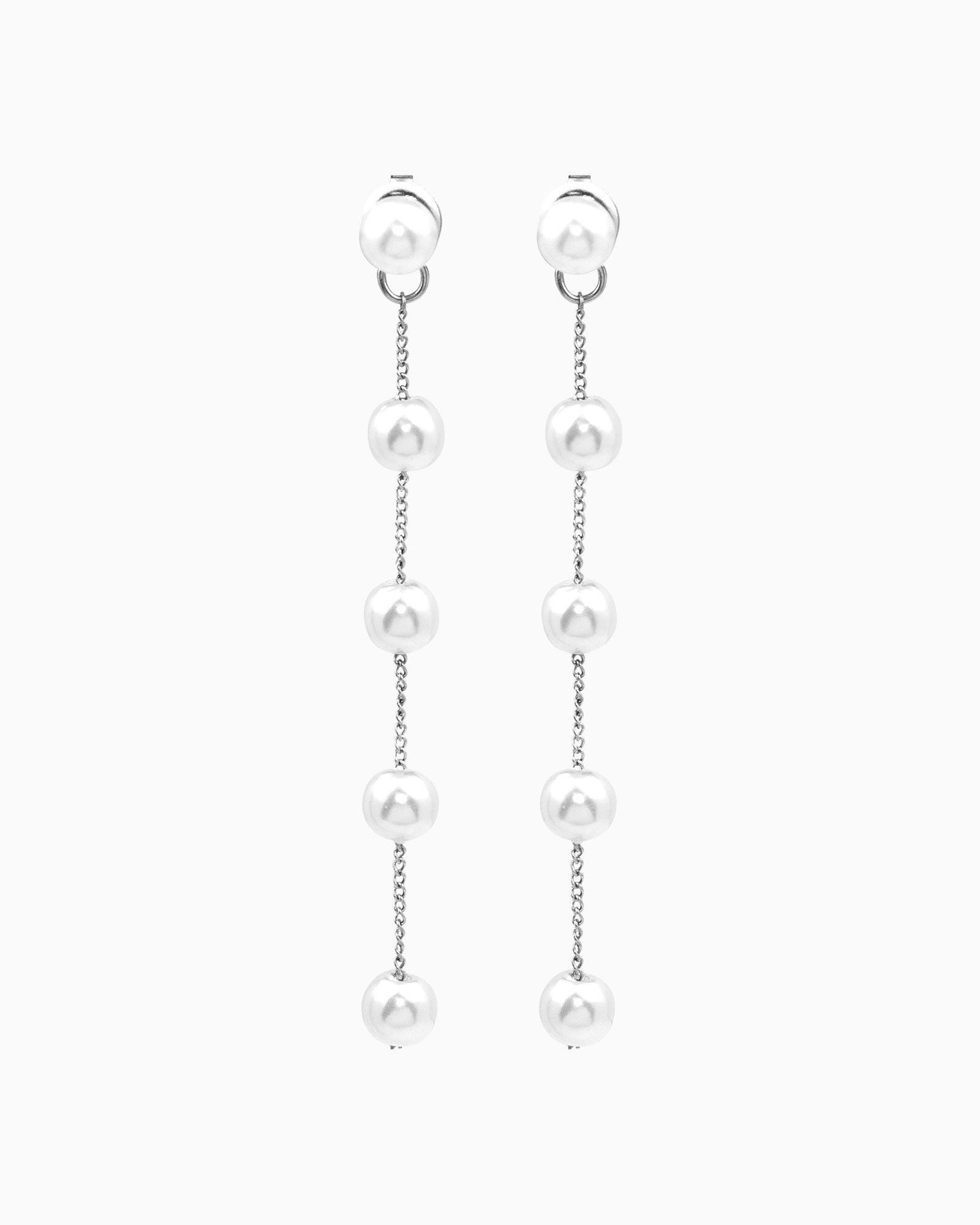 Luna Classic Pearl Drop Stud Earrings in Silver | Zoe Olivia Jewellery Australia
