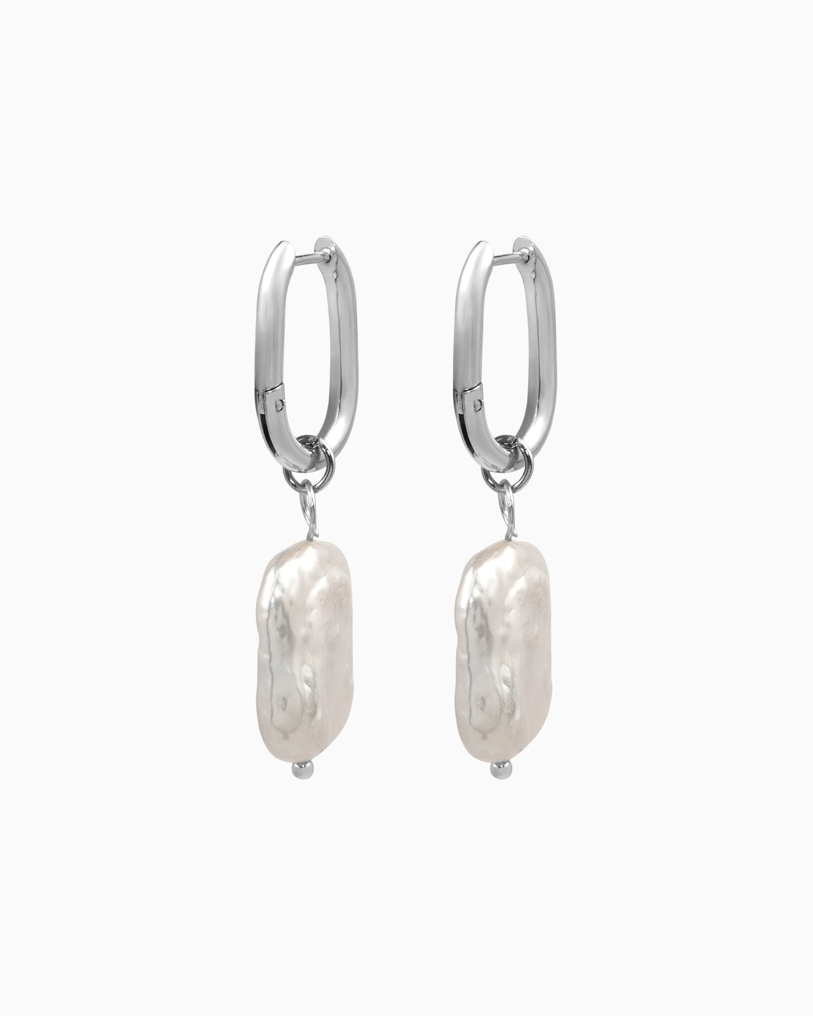 Luna Freshwater Baroque Pearl Huggies in Silver | Zoe Olivia Jewellery Australia