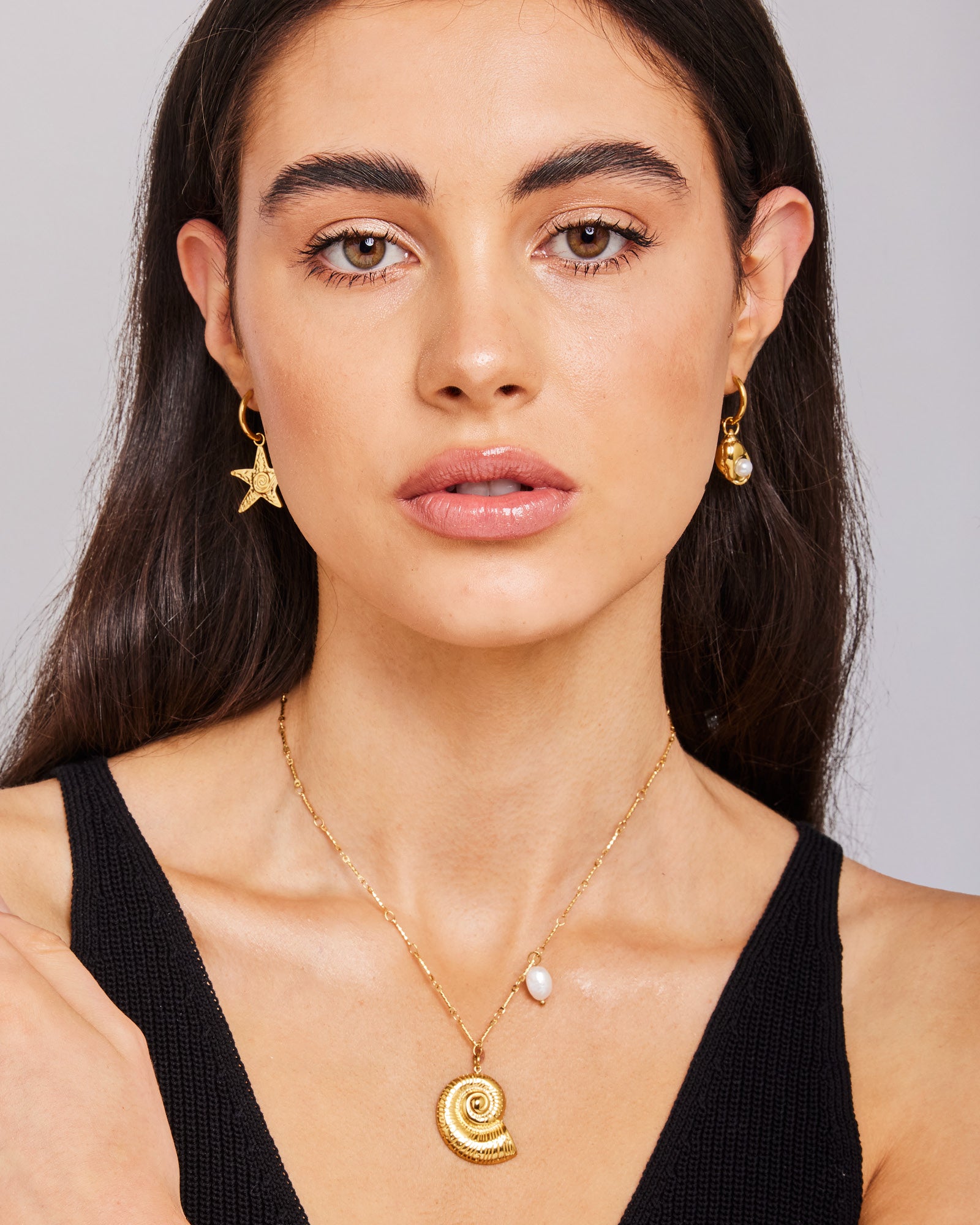 Solara Mismatched Starfish & Shell Pearl Huggies | Zoe Olivia Jewellery Australia