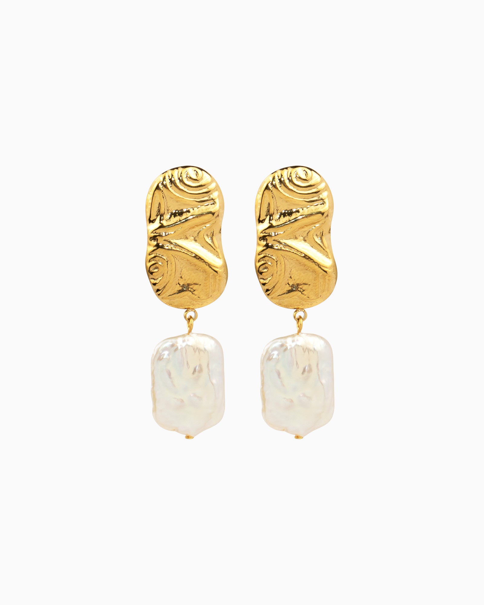 Luna Elongated Textured Pearl Earrings | Zoe Olivia Jewellery Australia
