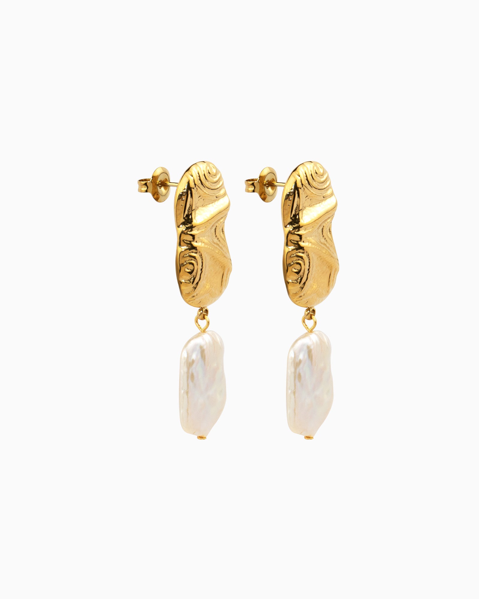 Luna Elongated Textured Pearl Earrings | Zoe Olivia Jewellery Australia