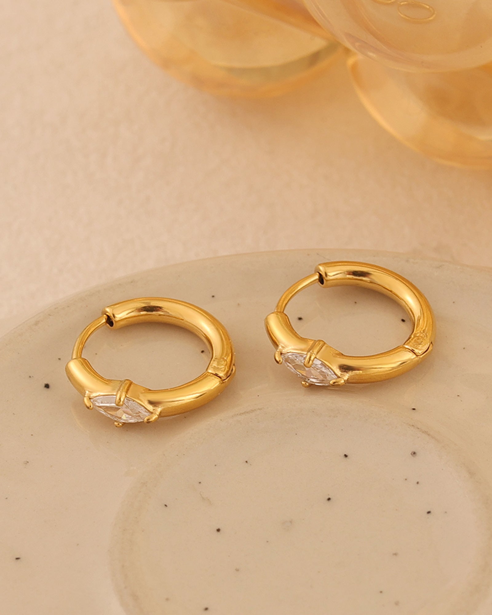 Aurora Gold Marquise Cubic Zirconia Huggie Earrings
