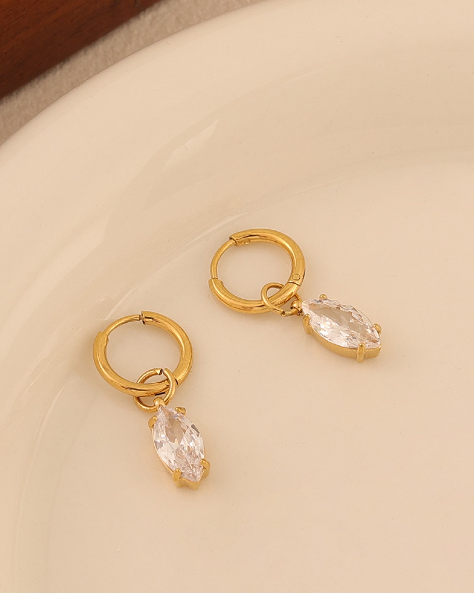 Aurora Gold Marquise Cubic Zirconia Drop Earrings