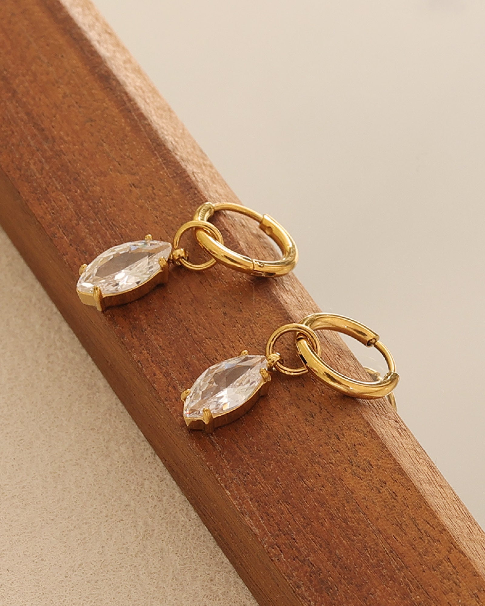 Aurora Gold Marquise Cubic Zirconia Drop Earrings