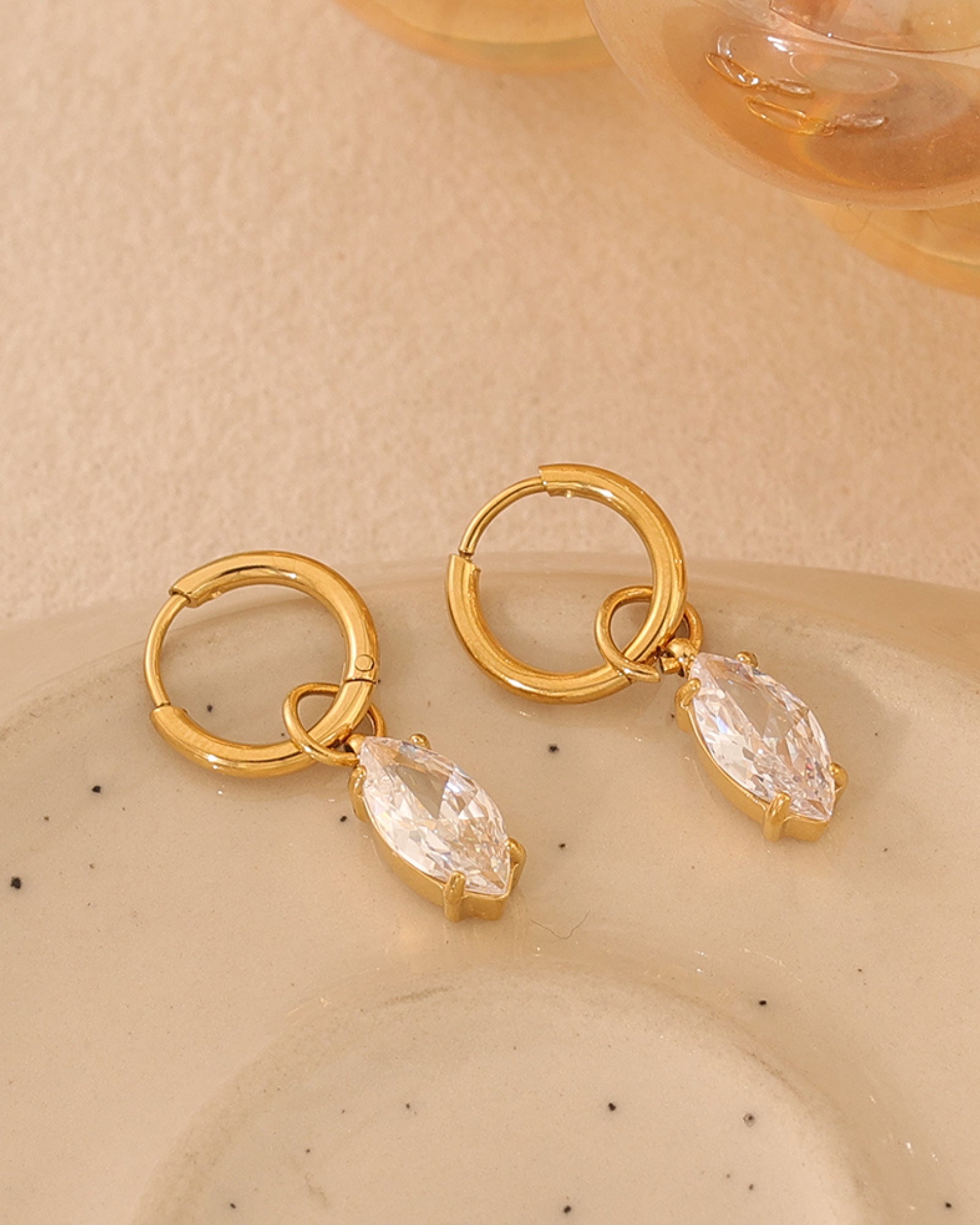 Aurora Gold Marquise Cubic Zirconia Drop Earrings