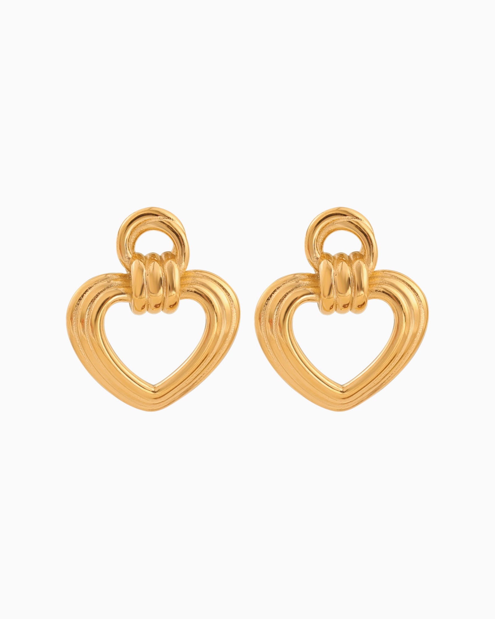Muse Gold Heart Statement Stud Earrings