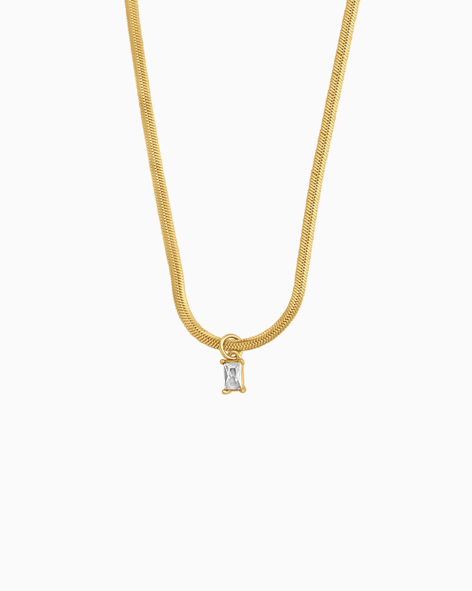 Aurora Luxe Herringbone & Cubic Zirconia pendant Necklace