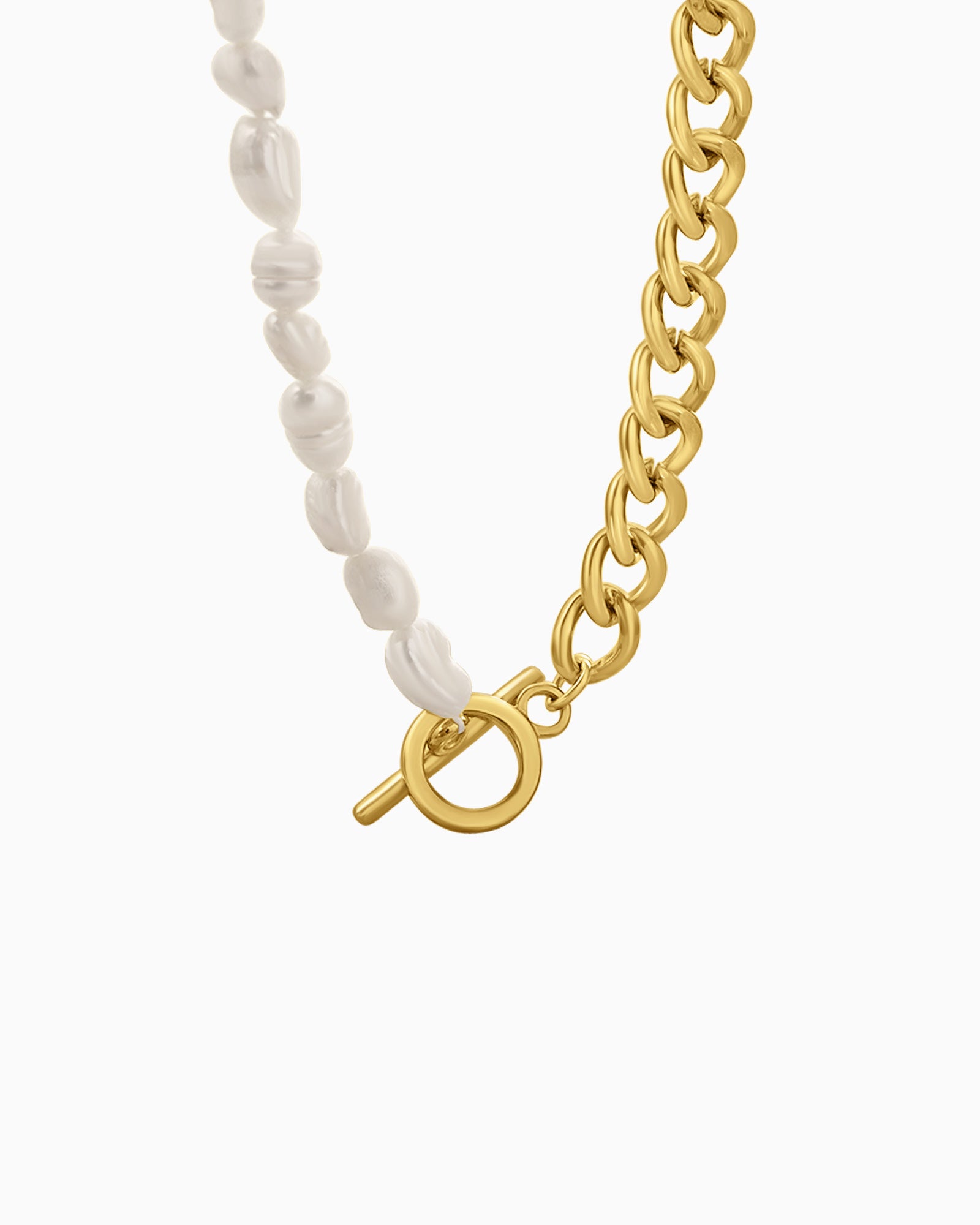 Opaline Freshwater Pearl Half Chain Statement FOB Necklace