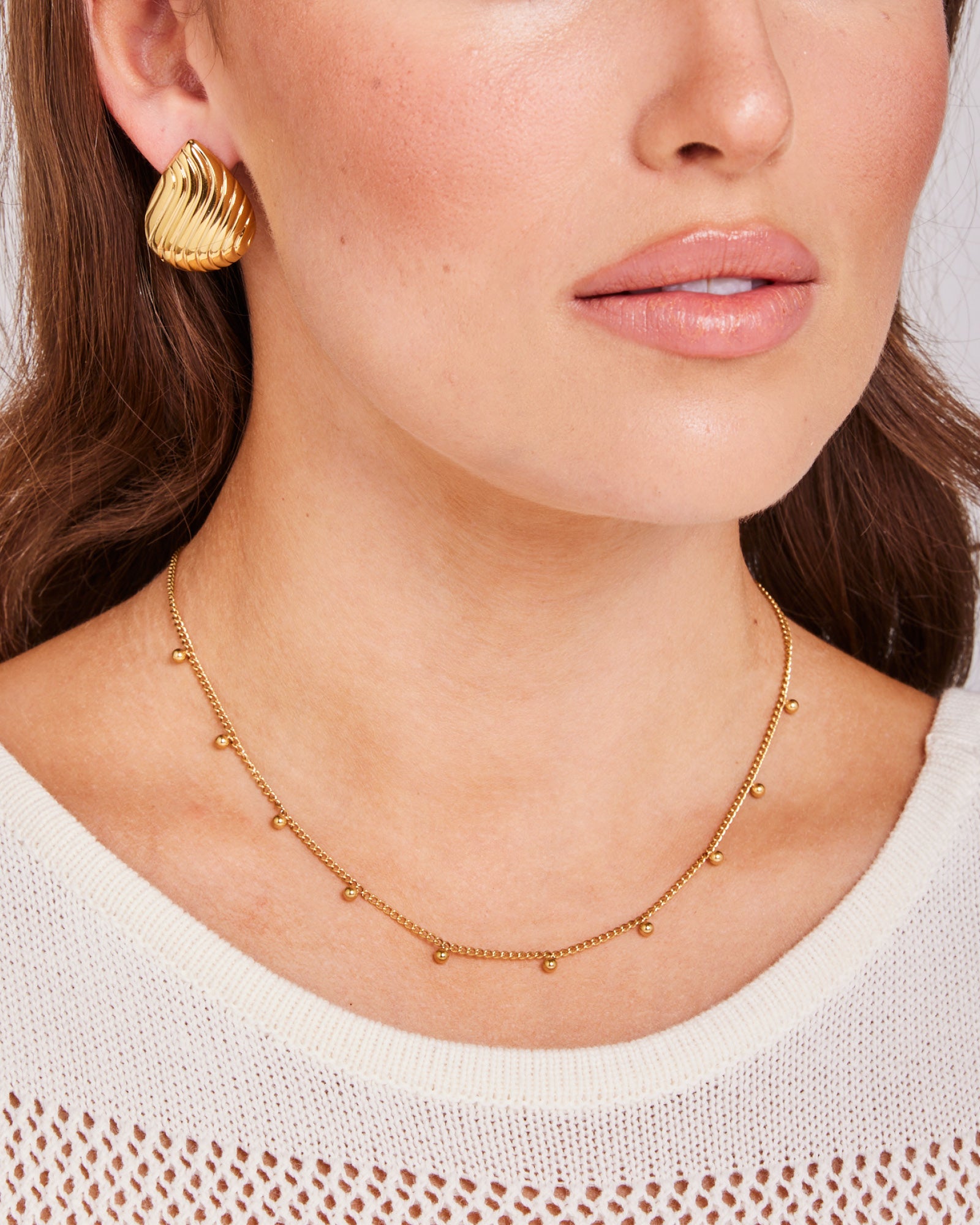 Essentials Gold Hoops Necklace and Ring Set