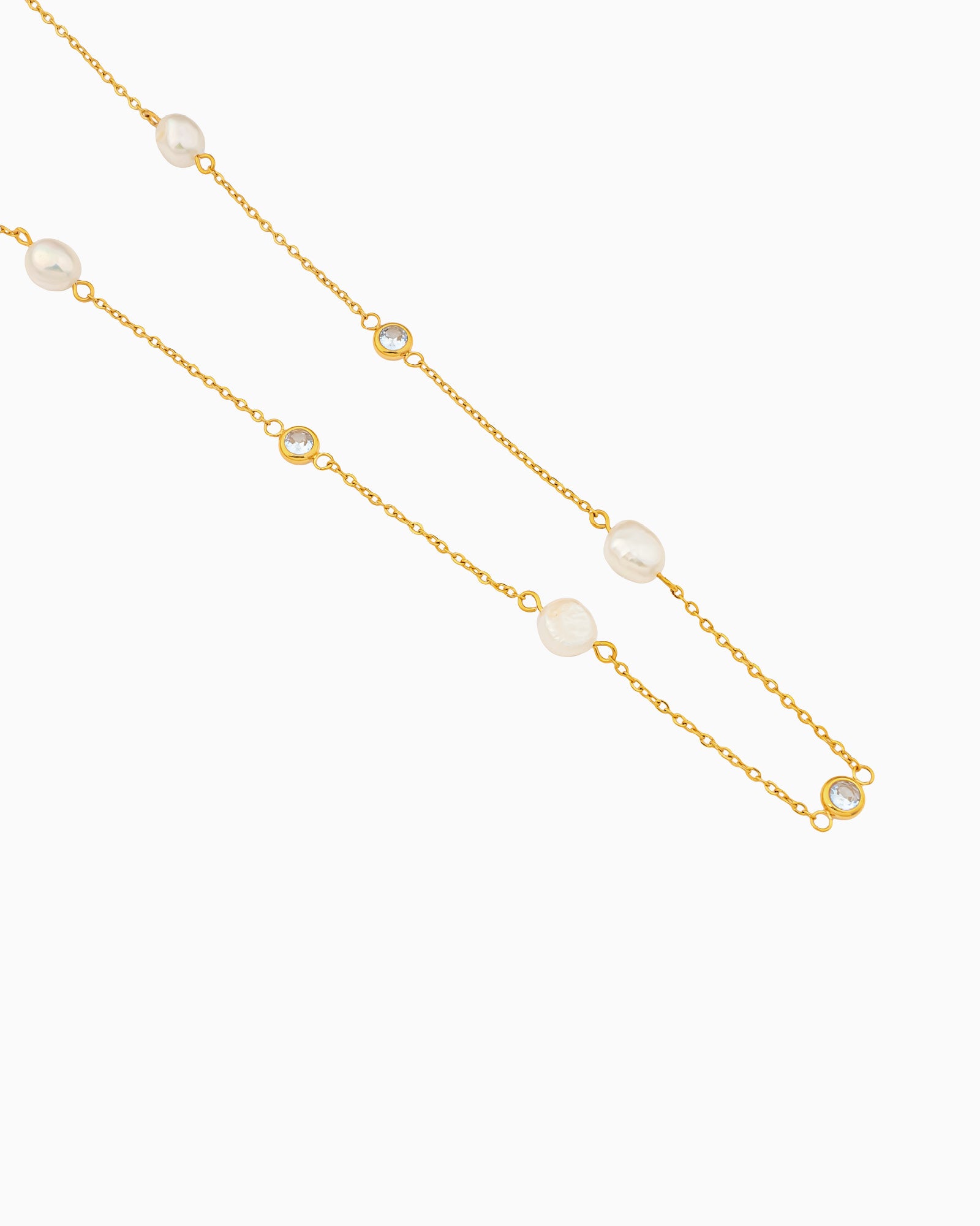 Luna Freshwater Pearl & Cubic Zirconia Station Necklace | Zoe Olivia Jewellery Australia