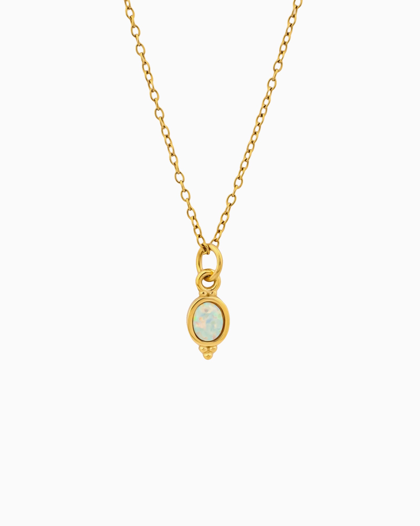 Iridescent Opal Oval Pendant Drop Necklace in Gold | Zoe Olivia Jewellery Australia