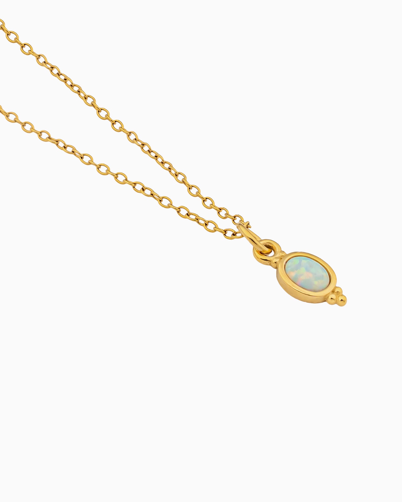 Iridescent Opal Oval Pendant Drop Necklace in Gold | Zoe Olivia Jewellery Australia
