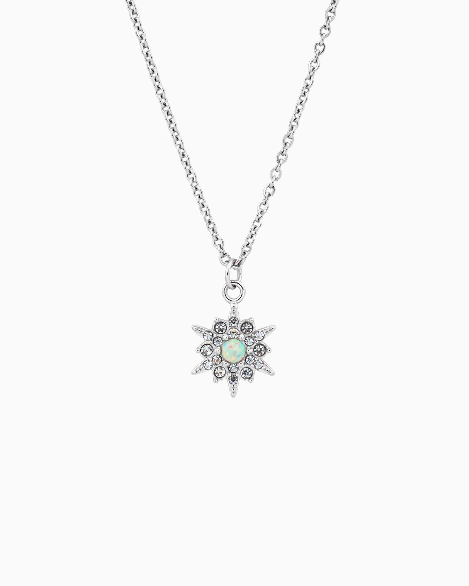 Iridescent Opal & Cubic Zirconia Star Necklace in Silver | Zoe Olivia Jewellery Australia