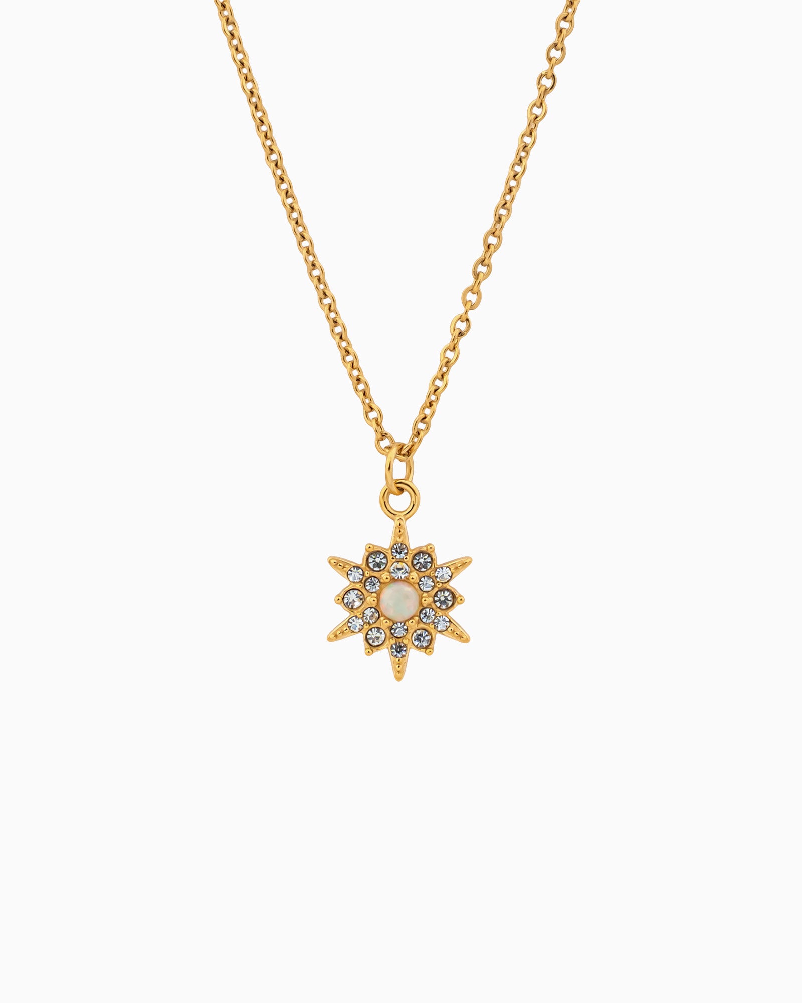 Iridescent Opal & Cubic Zirconia Star Necklace in Gold | Zoe Olivia Jewellery Australia