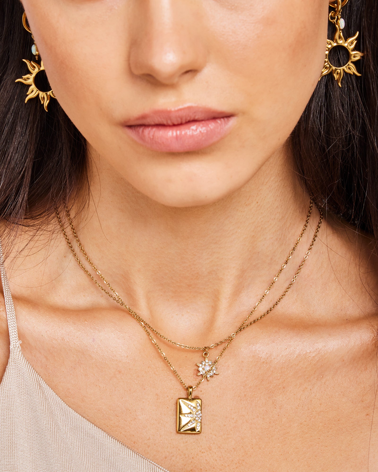 Iridescent Opal & Cubic Zirconia Star Necklace in Gold | Zoe Olivia Jewellery Australia