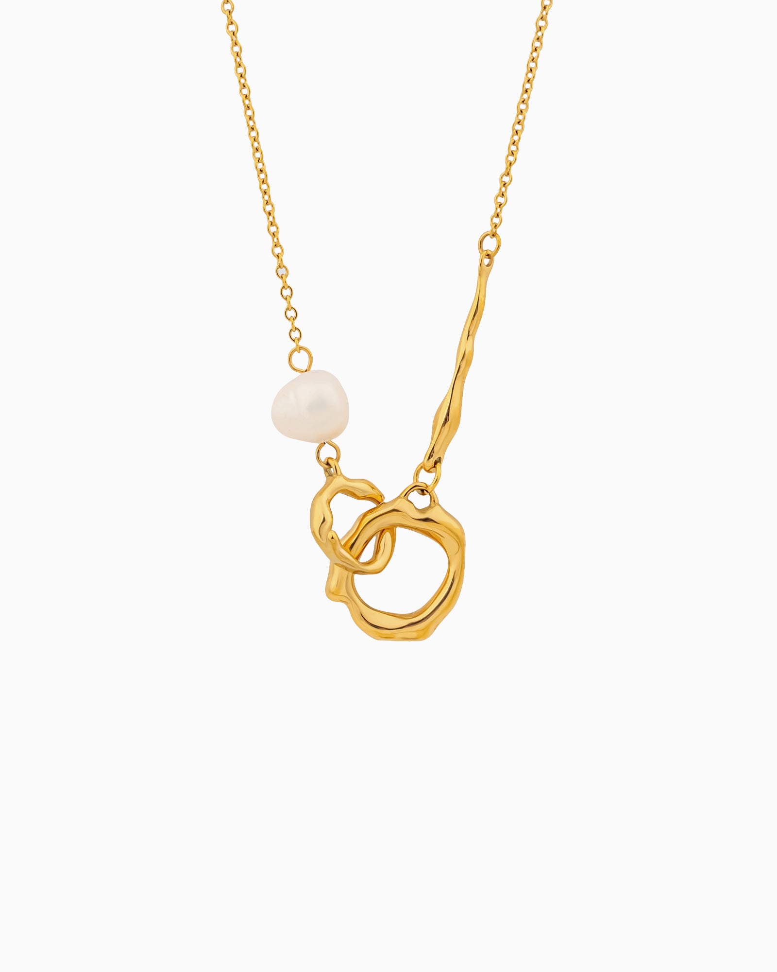 Luna Freshwater Pearl Circle Link Necklace | Zoe Olivia Jewellery Australia