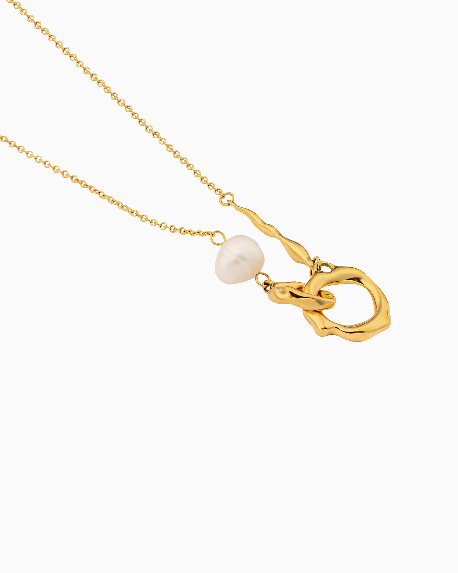 Luna Freshwater Pearl Circle Link Necklace | Zoe Olivia Jewellery Australia