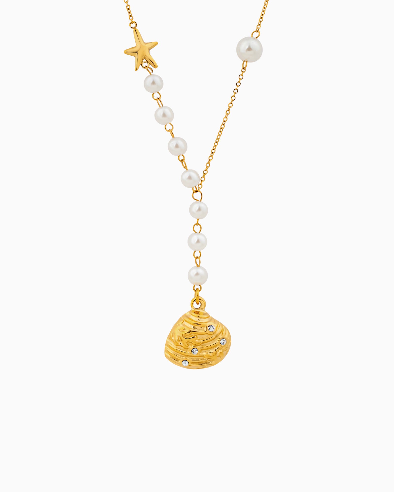 Solara Freshwater Pearl and Cubic Zirconia Shell Necklace | Zoe Olivia Jewellery Australia