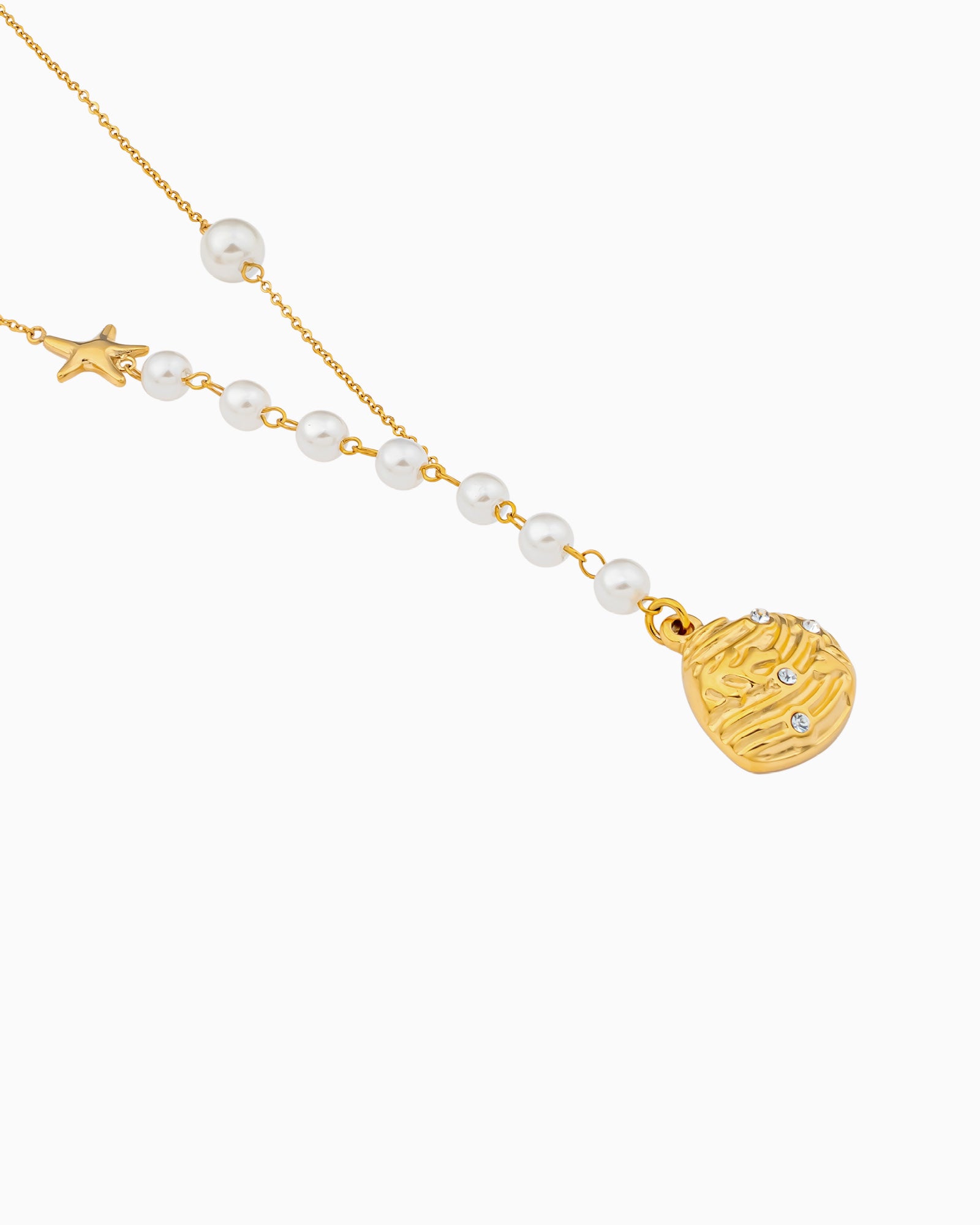 Solara Freshwater Pearl and Cubic Zirconia Shell Necklace | Zoe Olivia Jewellery Australia