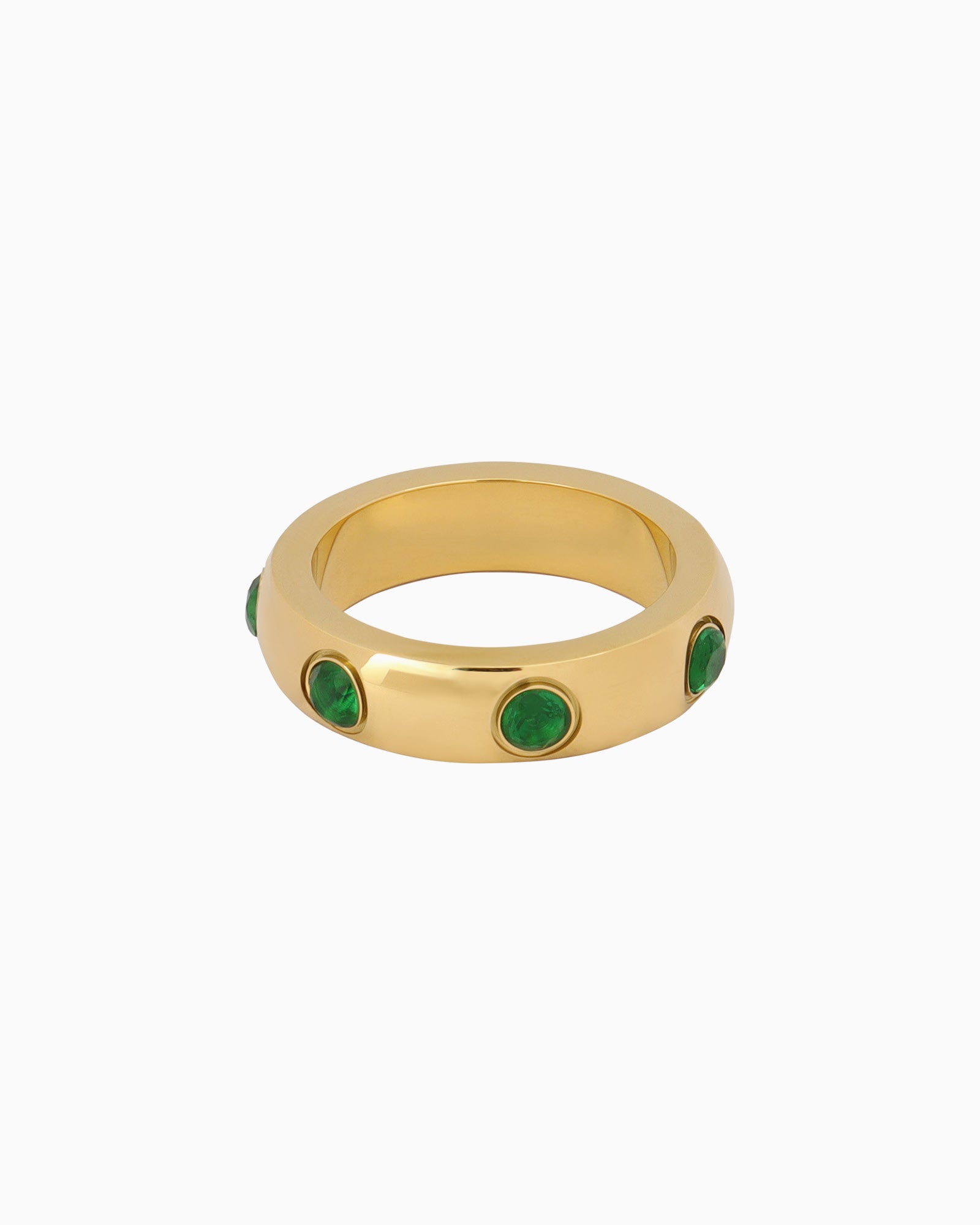 Aurora Thick Band Round Cubic Zirconia Ring