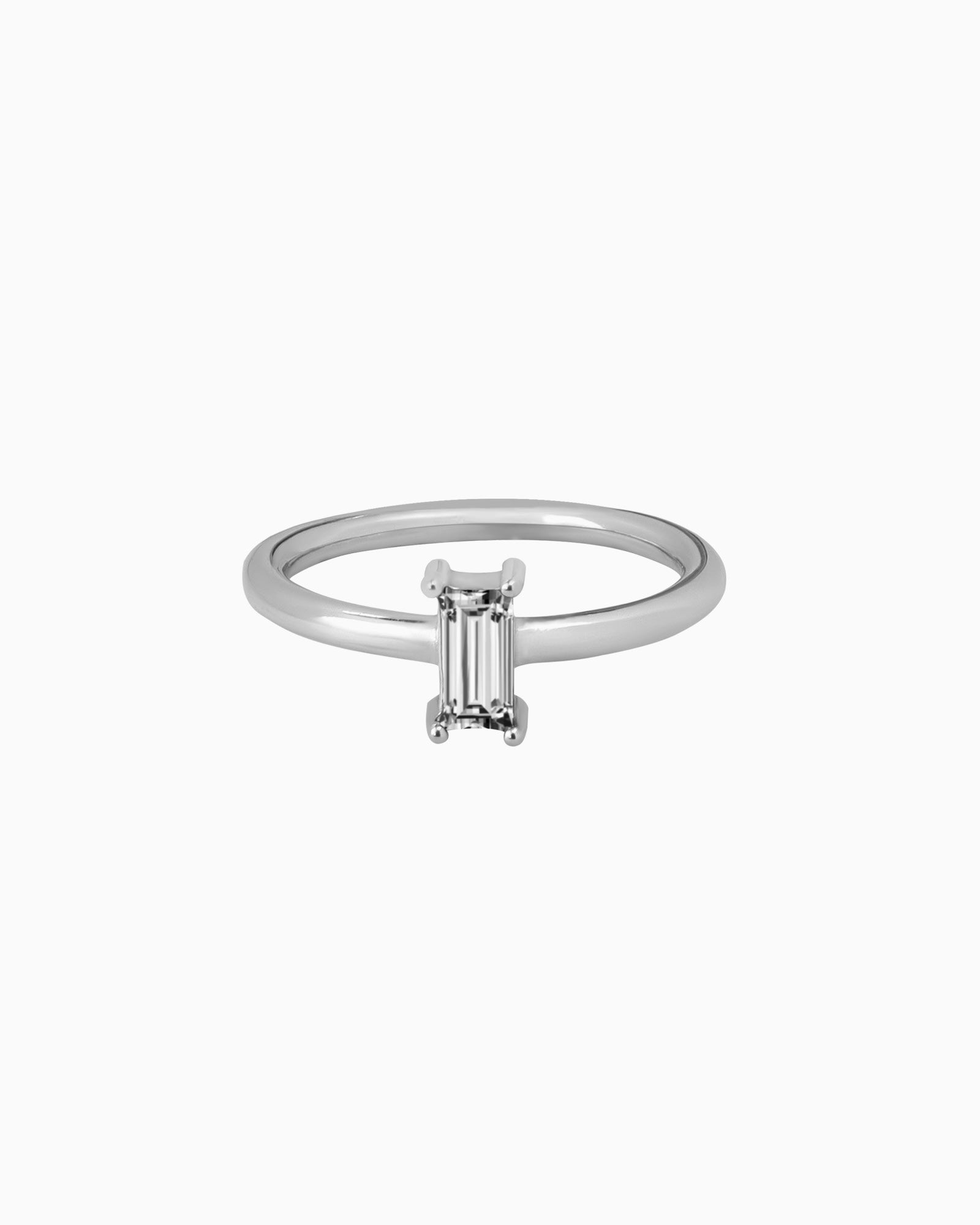 Aurora Solitaire Baguette Cubic Zirconia Ring