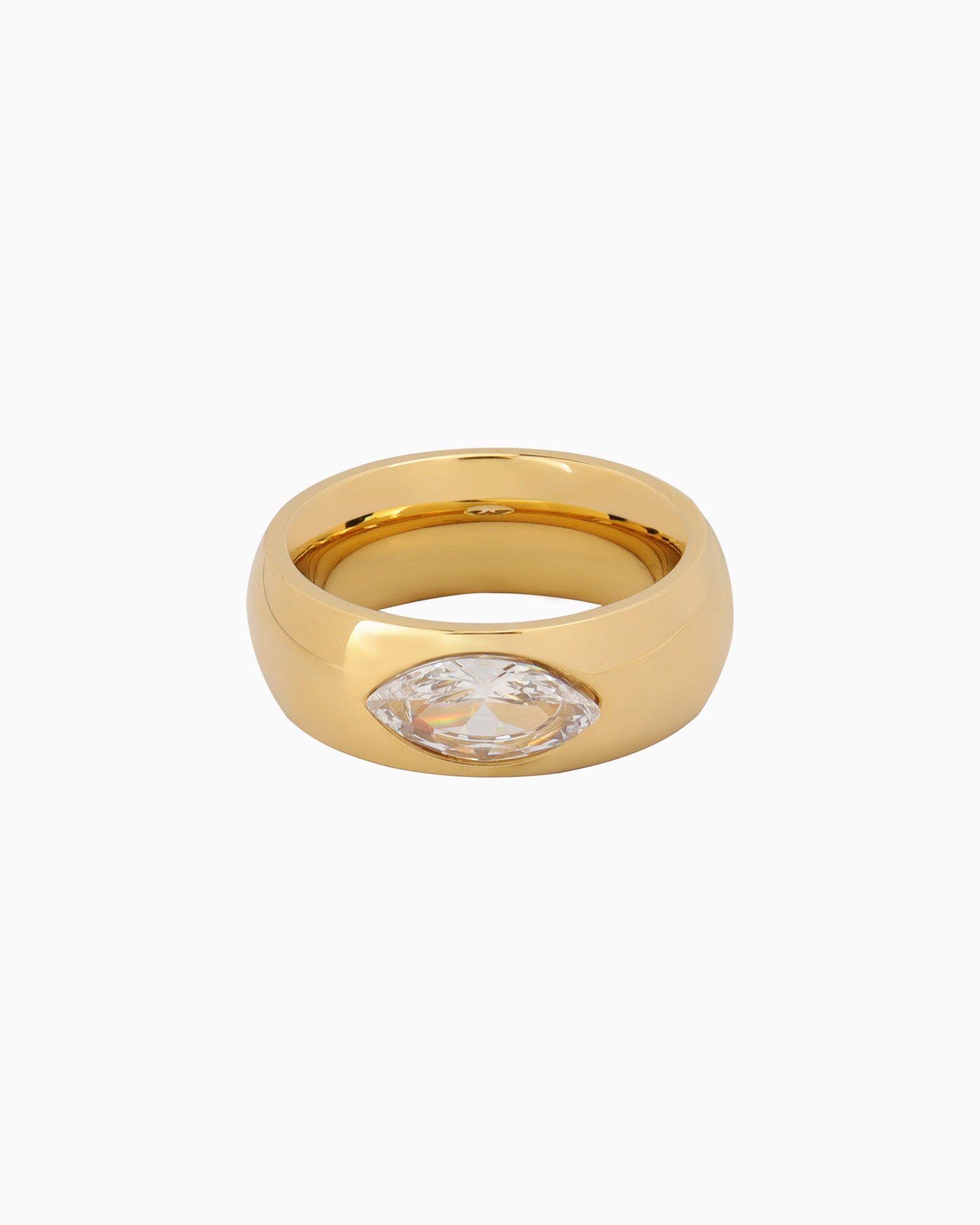 Classic Thick Smooth Cubic Zirconia Ring