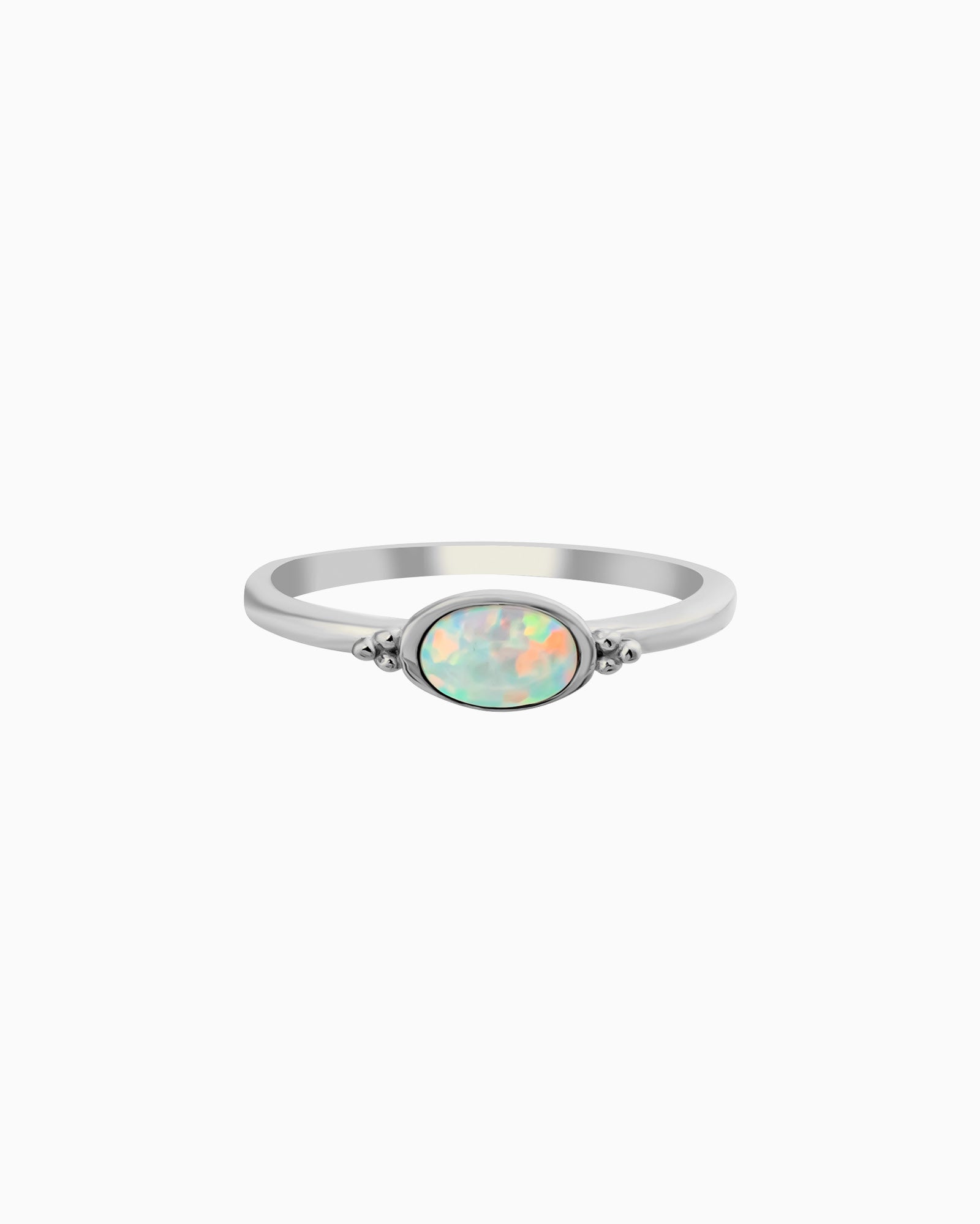 Iridescent Oval Opal Ring in Silver | Zoe Olivia Jewellery Australia