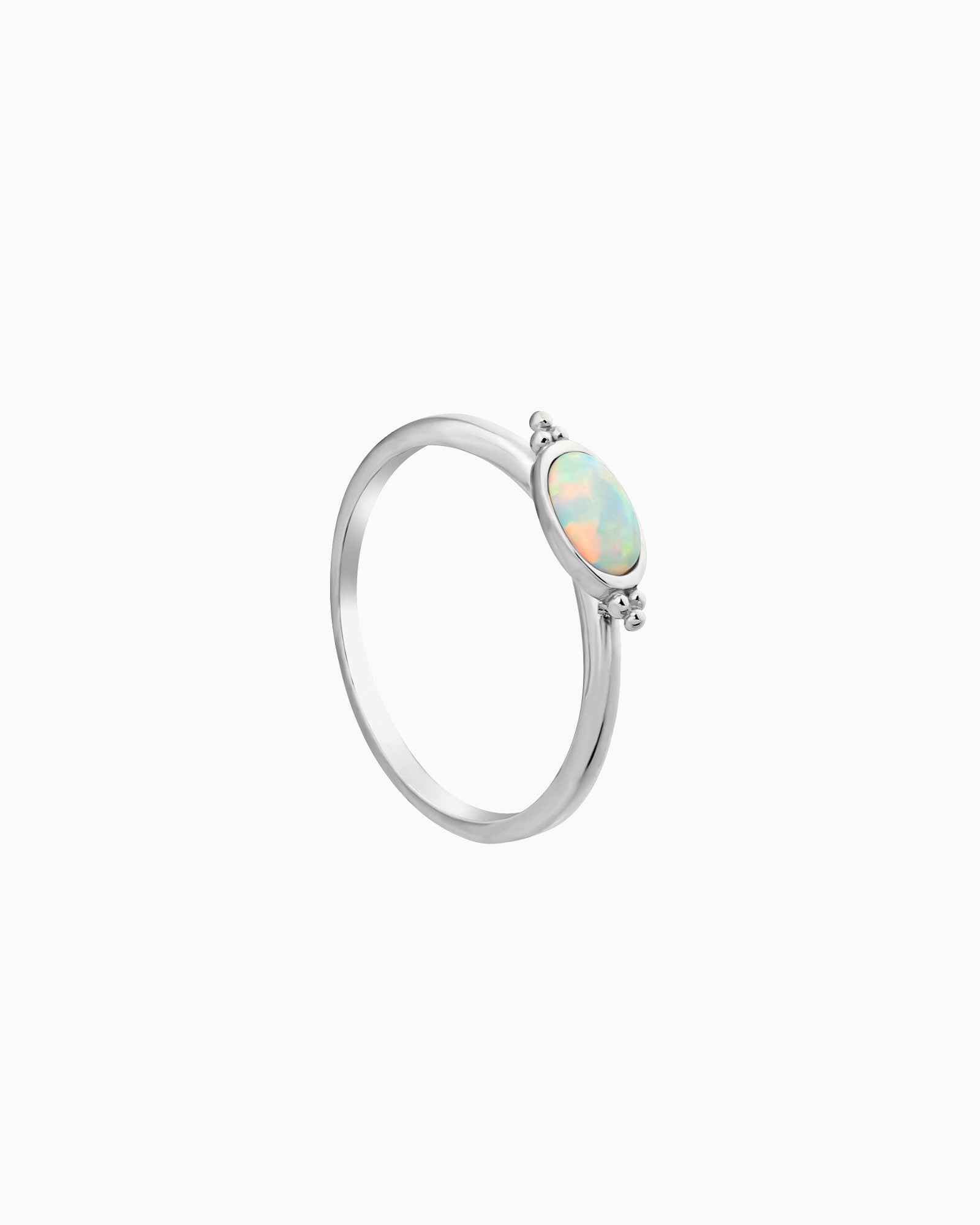 Iridescent Oval Opal Ring in Silver | Zoe Olivia Jewellery Australia