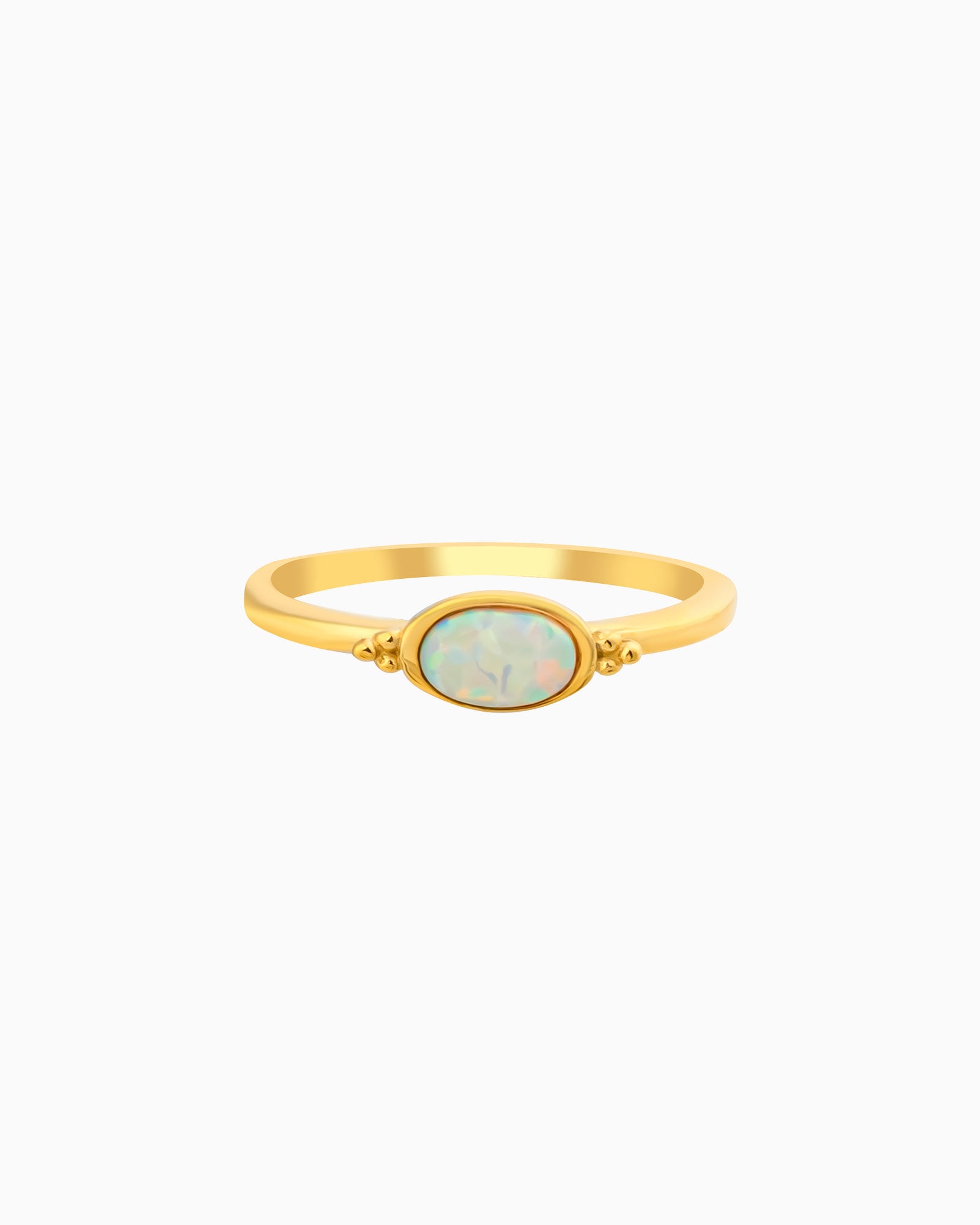 Iridescent Oval Opal Ring in Gold | Zoe Olivia Jewellery Australia