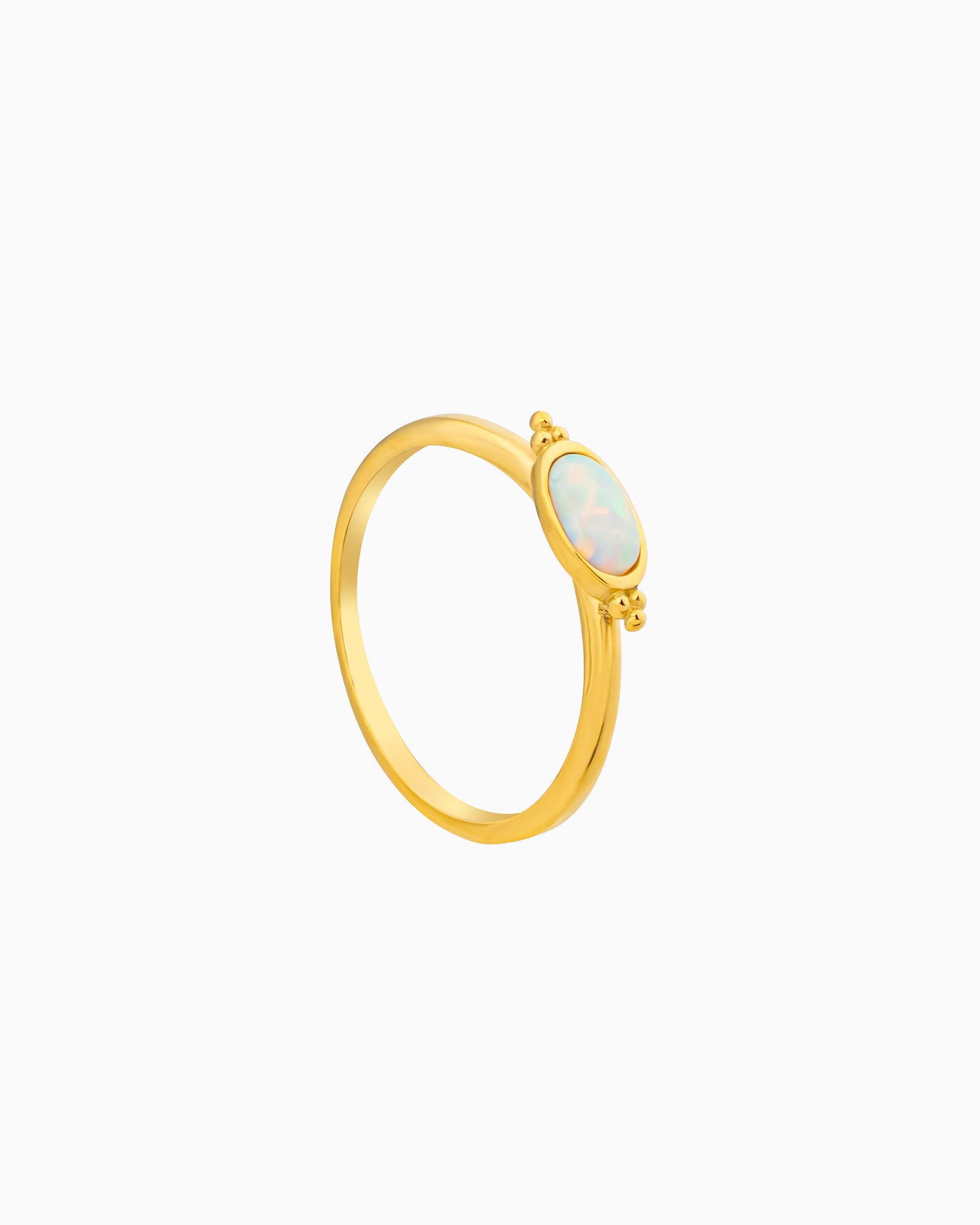 Iridescent Oval Opal Ring in Gold | Zoe Olivia Jewellery Australia