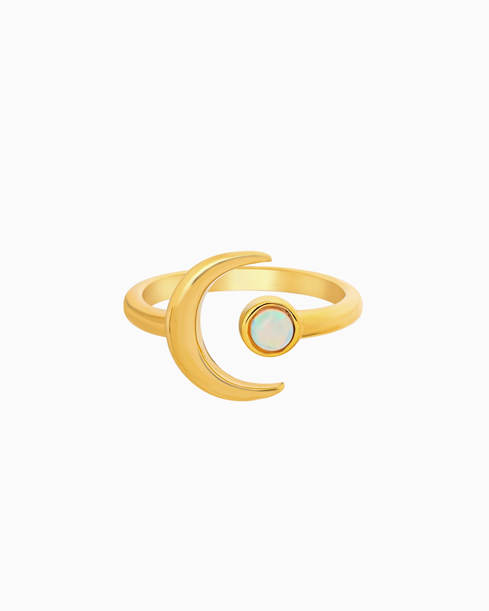 Iridescent Opal Moon Shaped Ring in Gold | Zoe Olivia Jewellery Australia