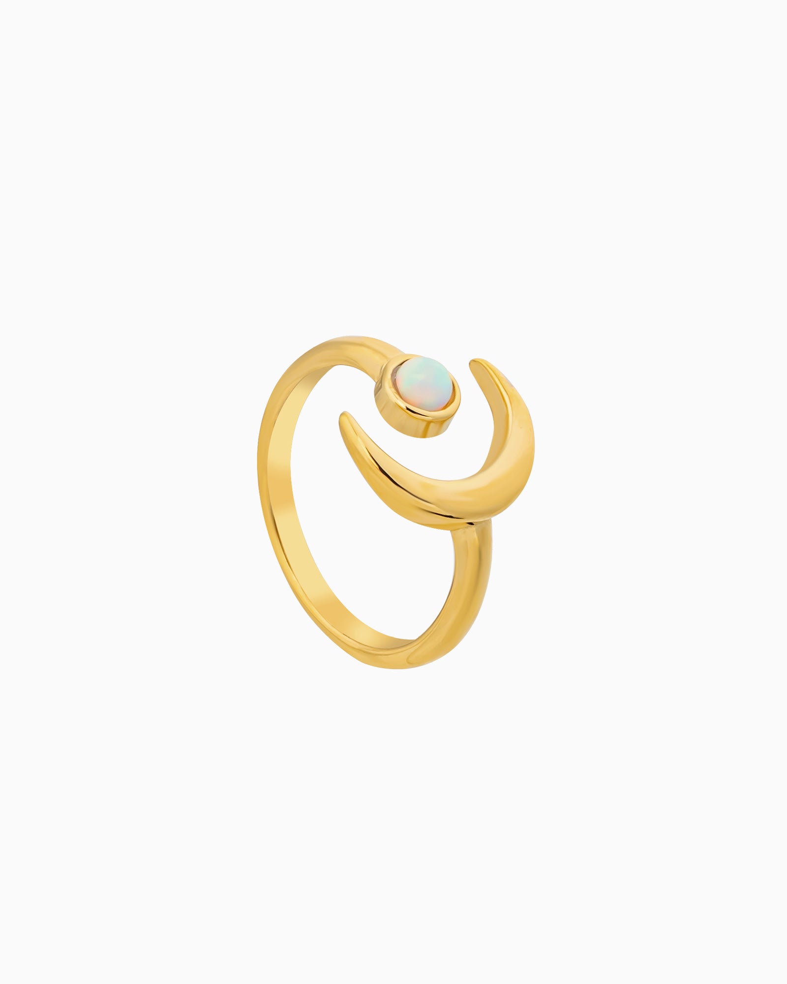 Iridescent Opal Moon Shaped Ring in Gold | Zoe Olivia Jewellery Australia