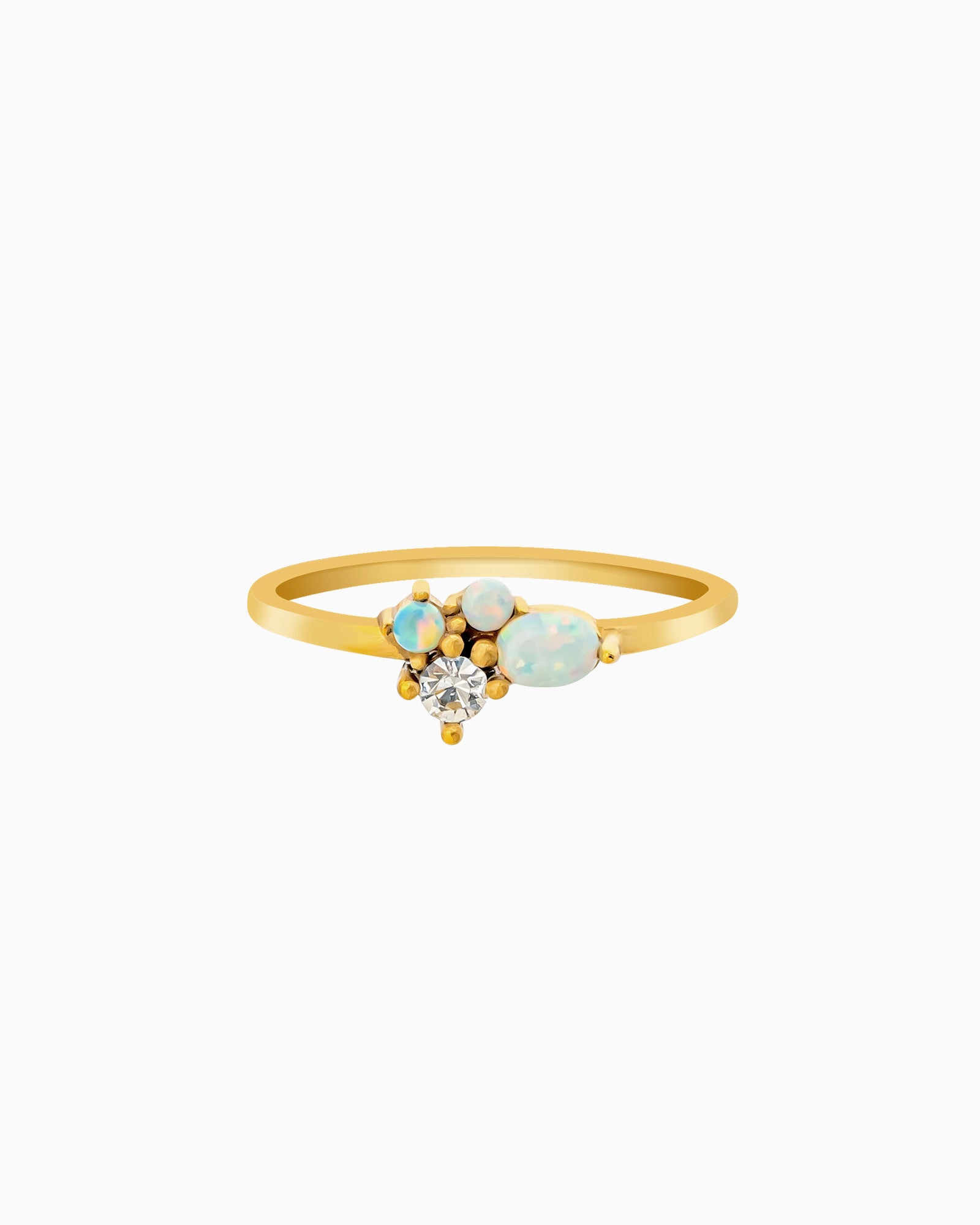 Iridescent Opal and Cubic Zirconia Cluster Ring in Gold | Zoe Olivia Jewellery Australia