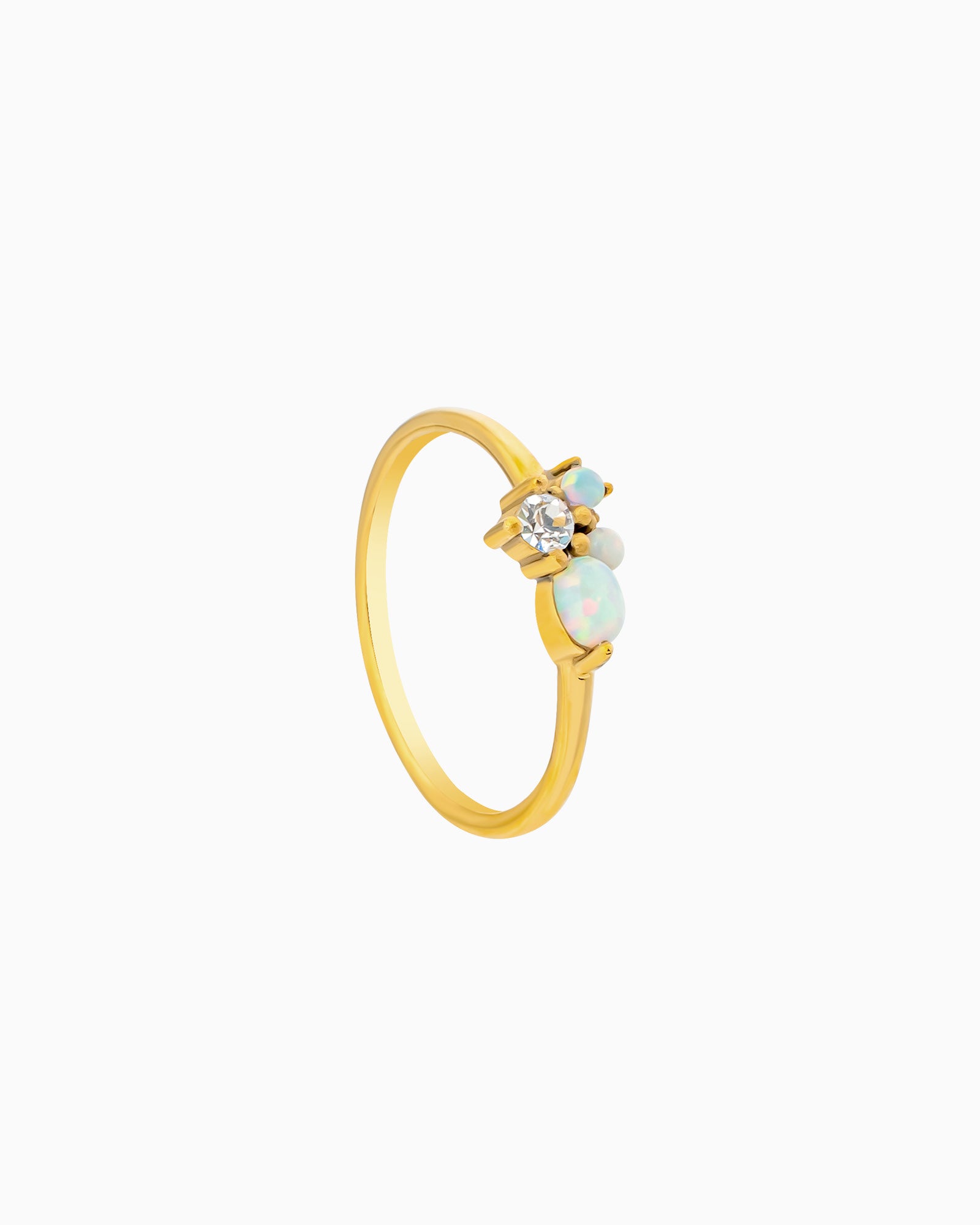 Iridescent Opal and Cubic Zirconia Cluster Ring in Gold | Zoe Olivia Jewellery Australia