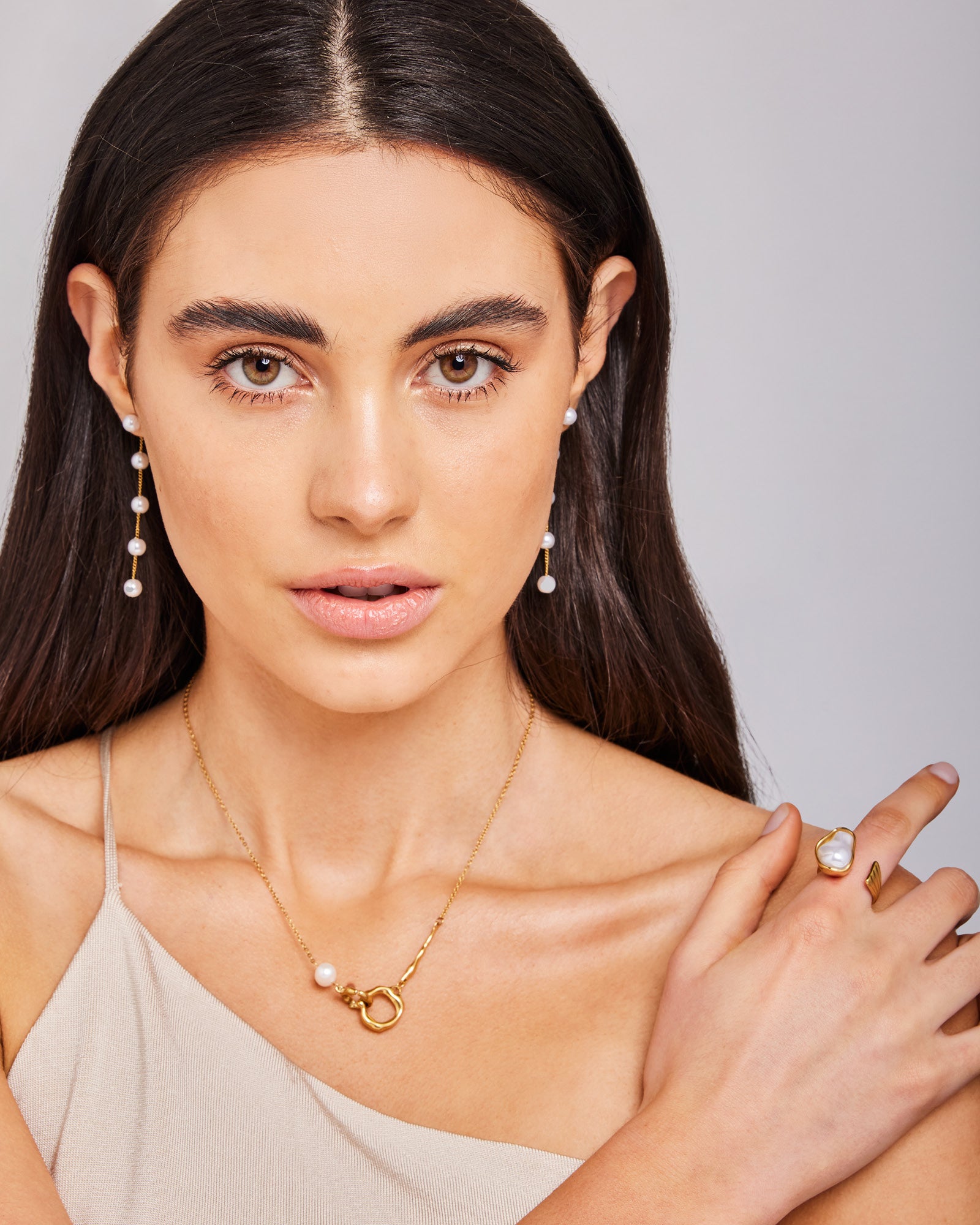 Luna Irregular Shaped Pearl Adjustable Ring | Zoe Olivia Jewellery Australia
