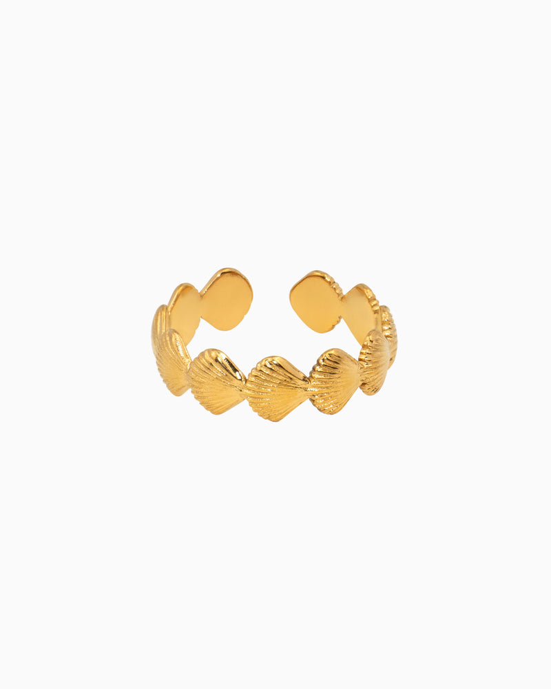 Solara Textured Shell Adjustable Ring | Zoe Olivia Jewellery Australia