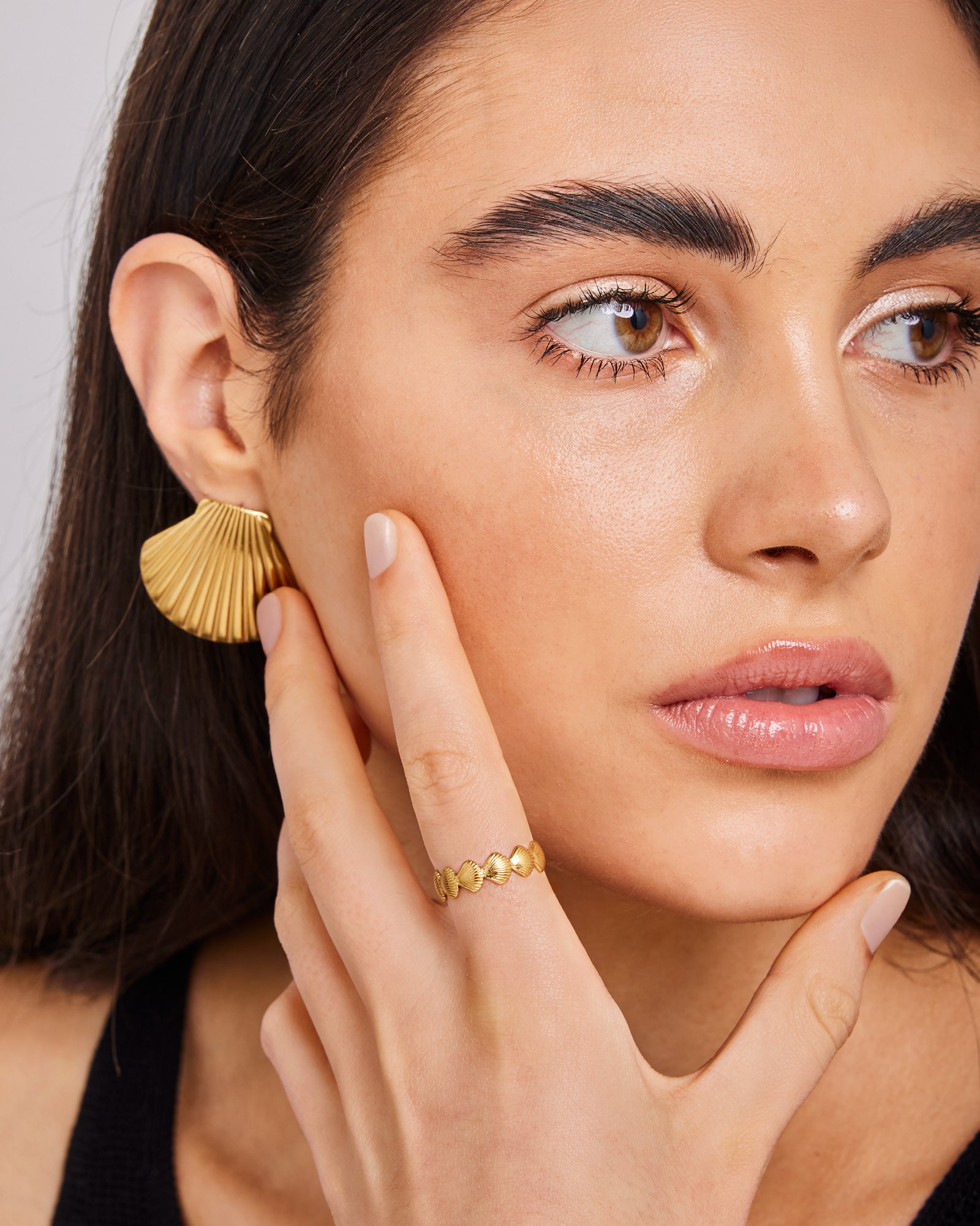 Solara Textured Shell Adjustable Ring | Zoe Olivia Jewellery Australia