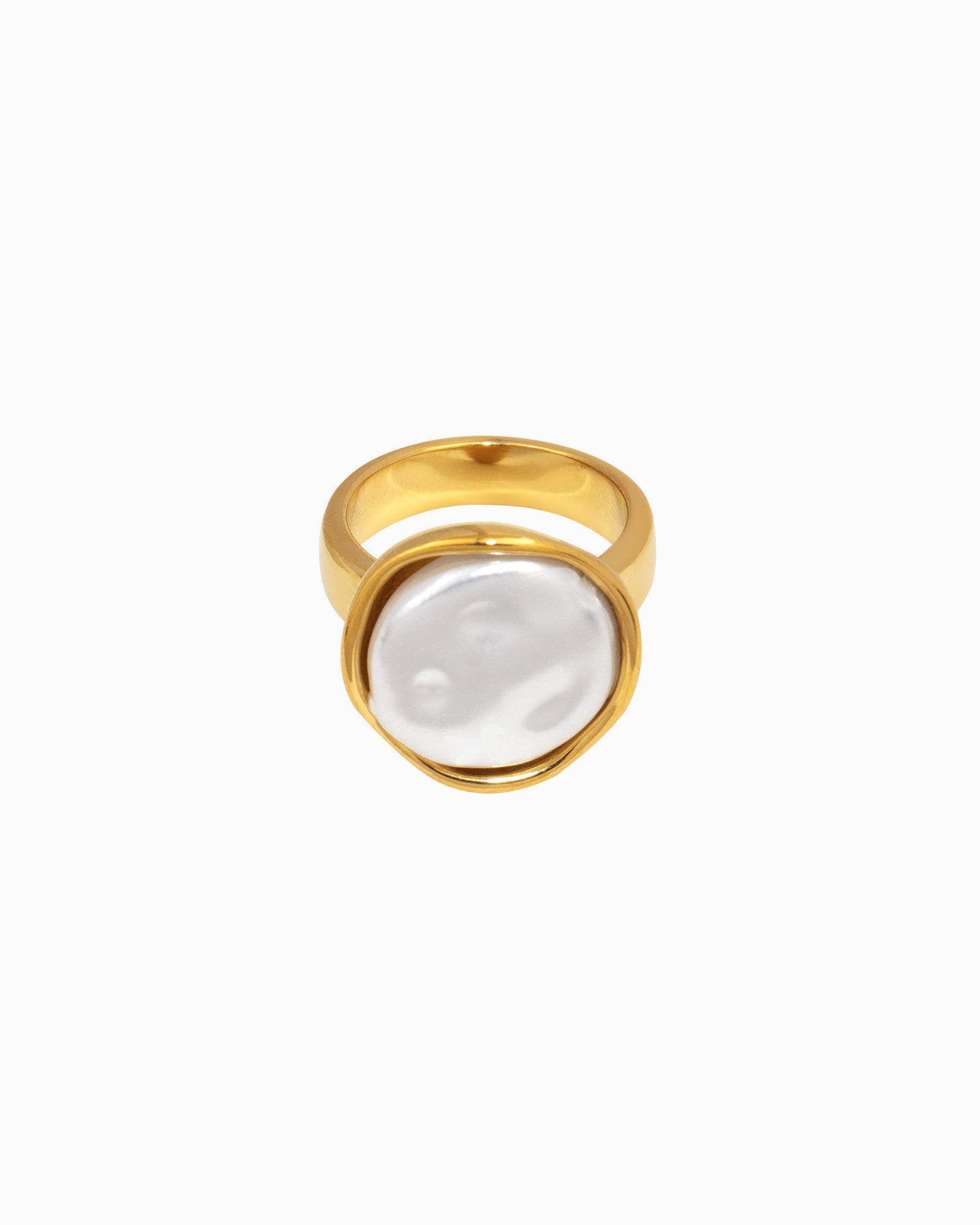 Luna Polished Flat Pearl Ring | Zoe Olivia Jewellery Australia