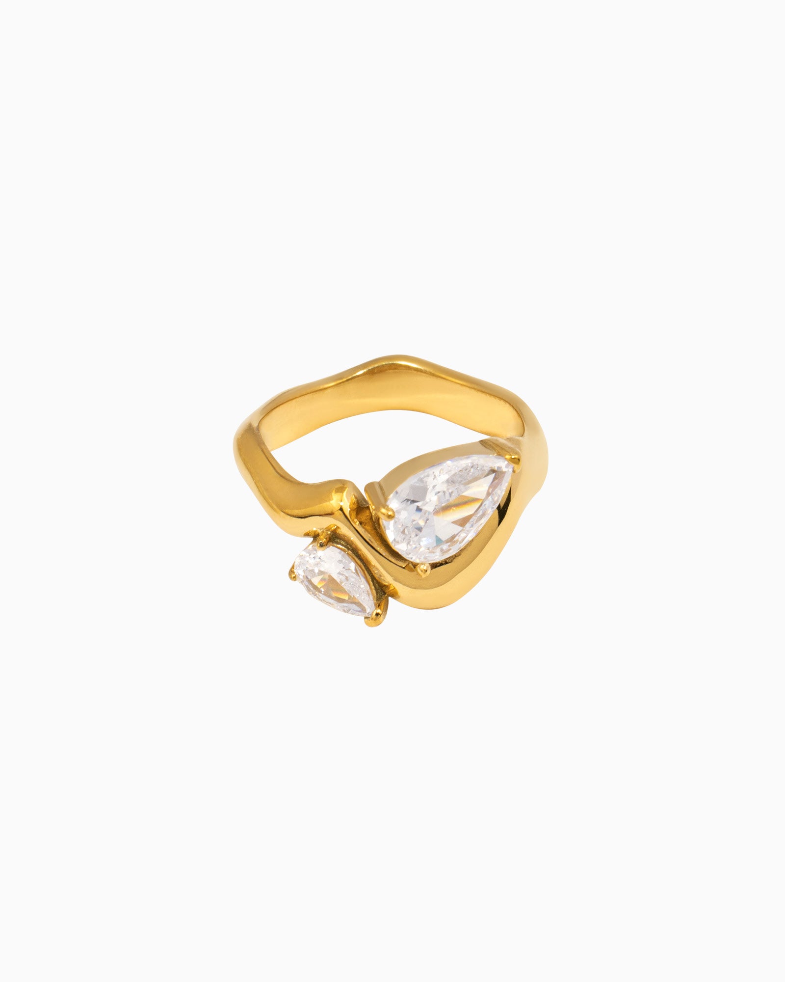 Solara Organic Thick Cubic Zirconia Wave Ring | Zoe Olivia Jewellery Australia