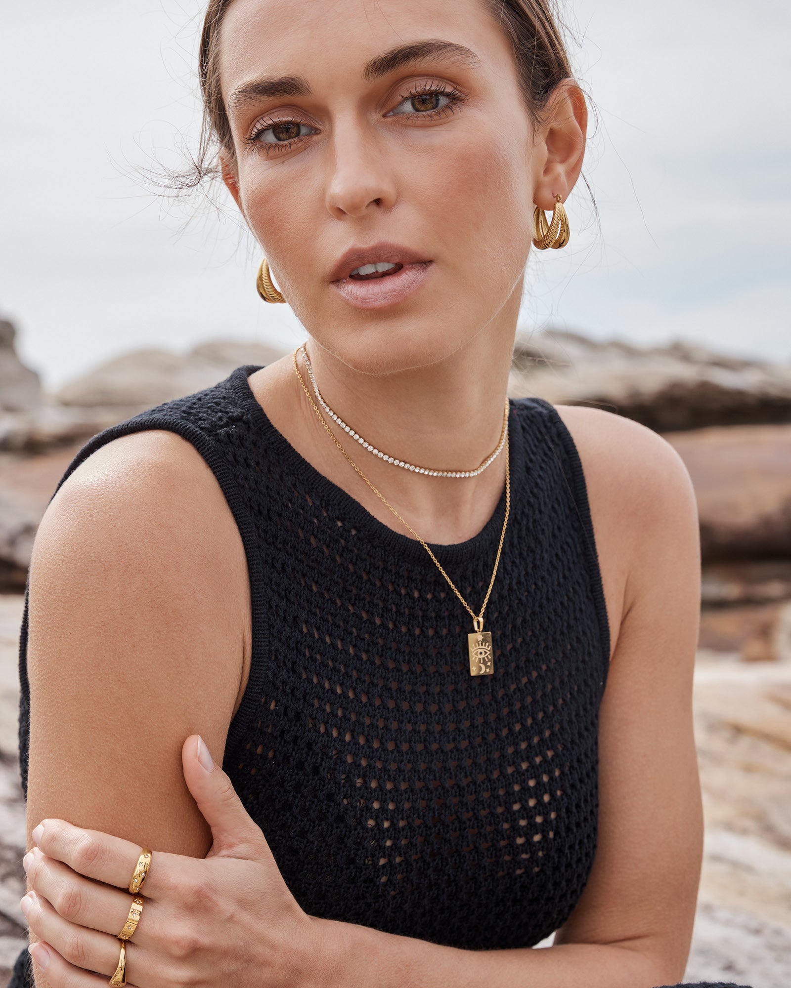Stars Evil Eye Pendant Necklace