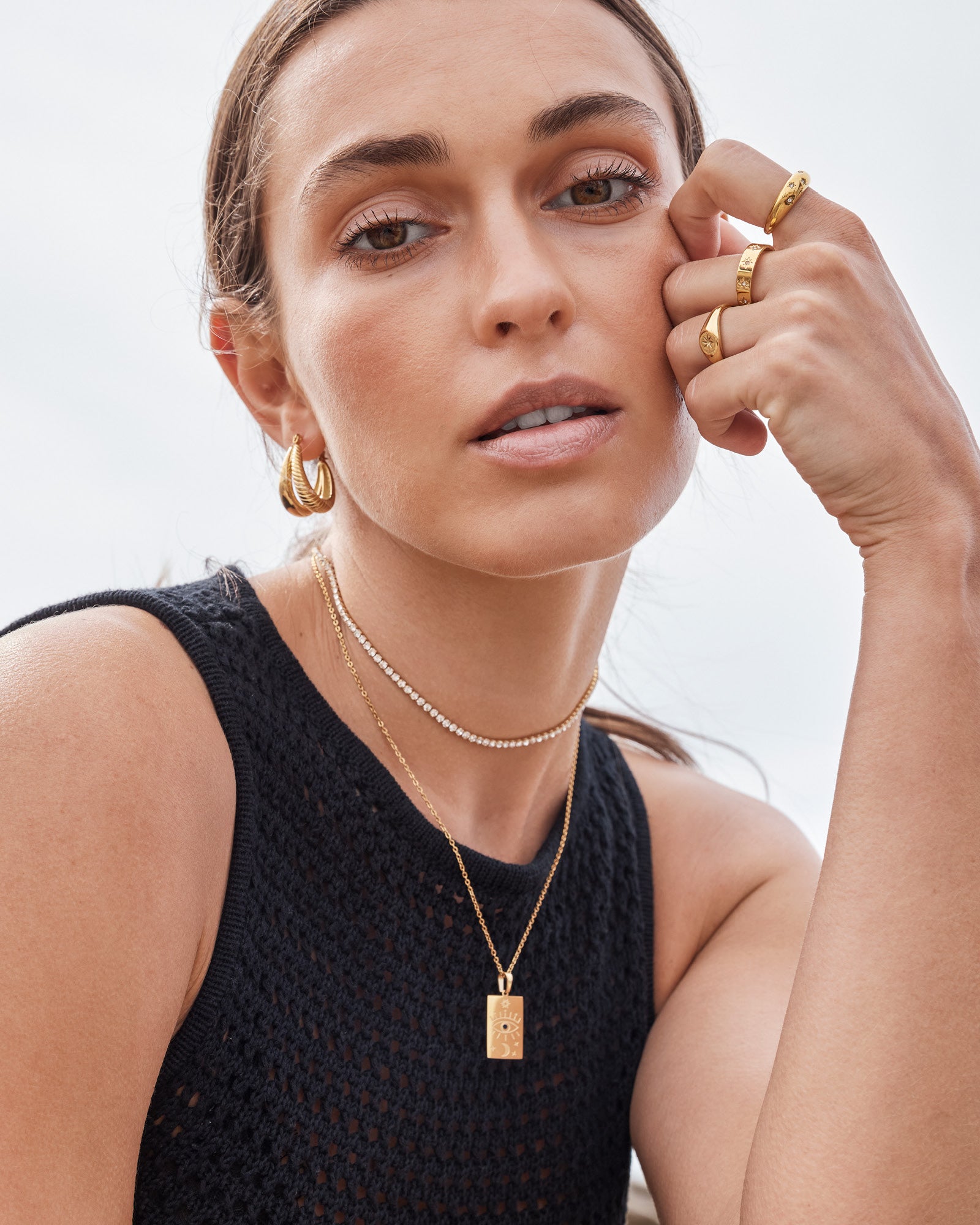 Cascada Polished & Ribbed Double Hoops