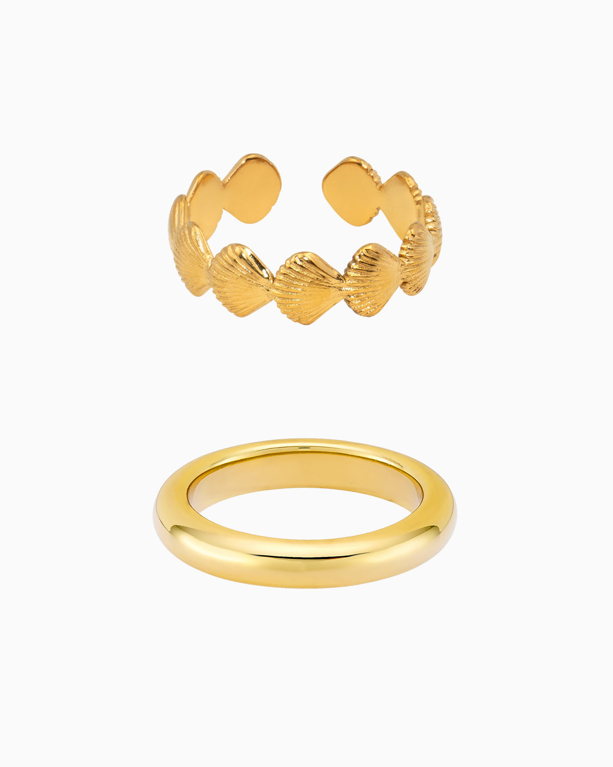 Stainless Steel & Gold Vermeil Ring Set