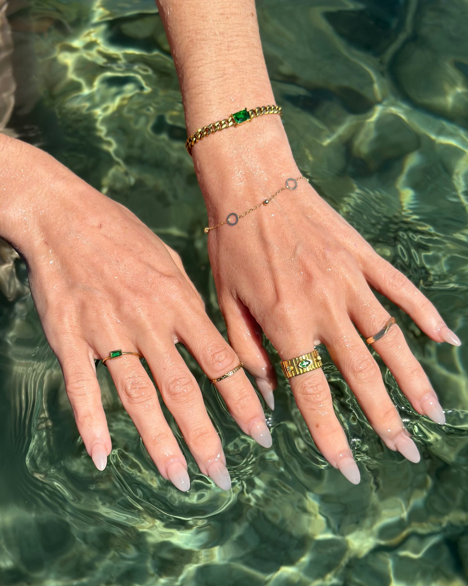Green & Gold Ring Stack Set